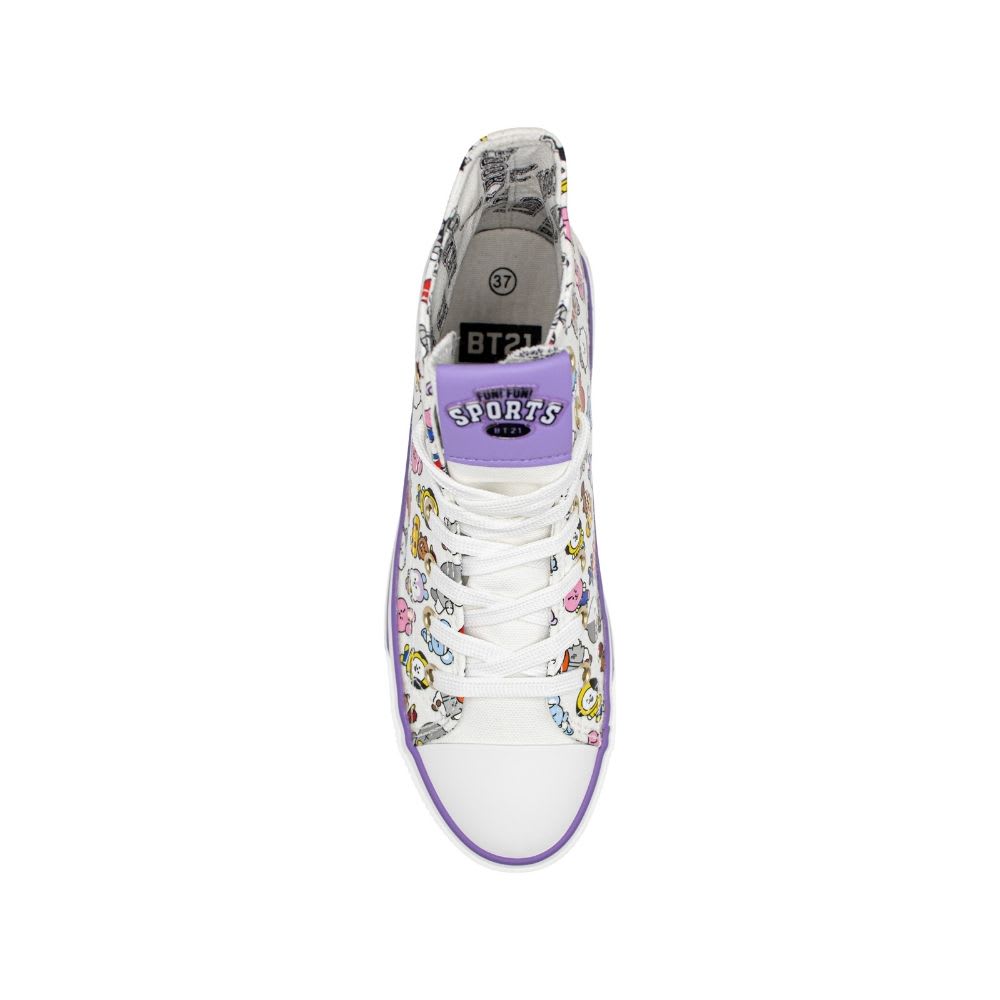 Zapatillas Urbanas Botin Mujer BT21 BTS Kpop Kawai Blanco Lila2