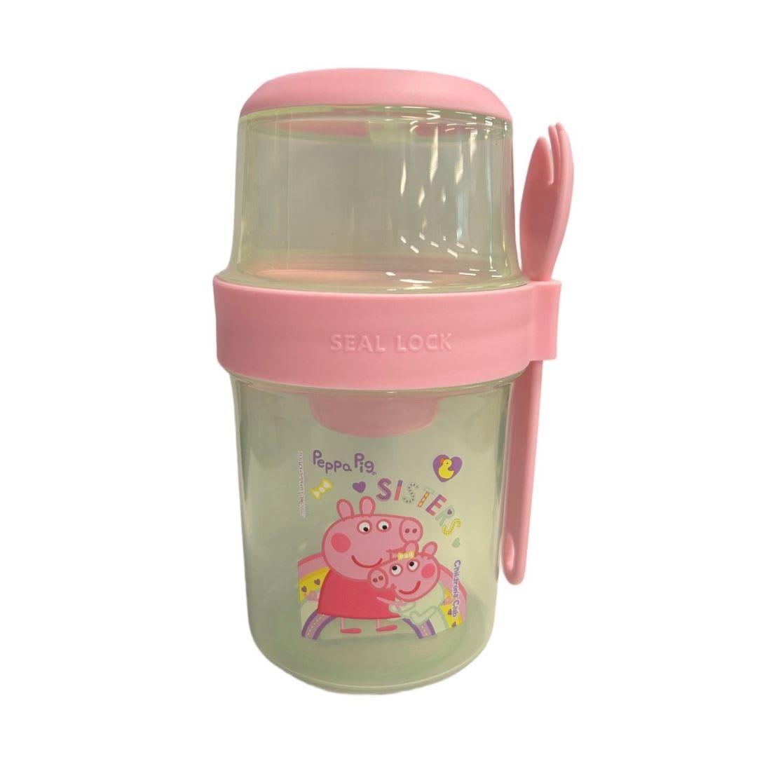 Vaso Yogurera Escolar Peppa Pig y hermanita Evie 310 ML + 560 ML 0
