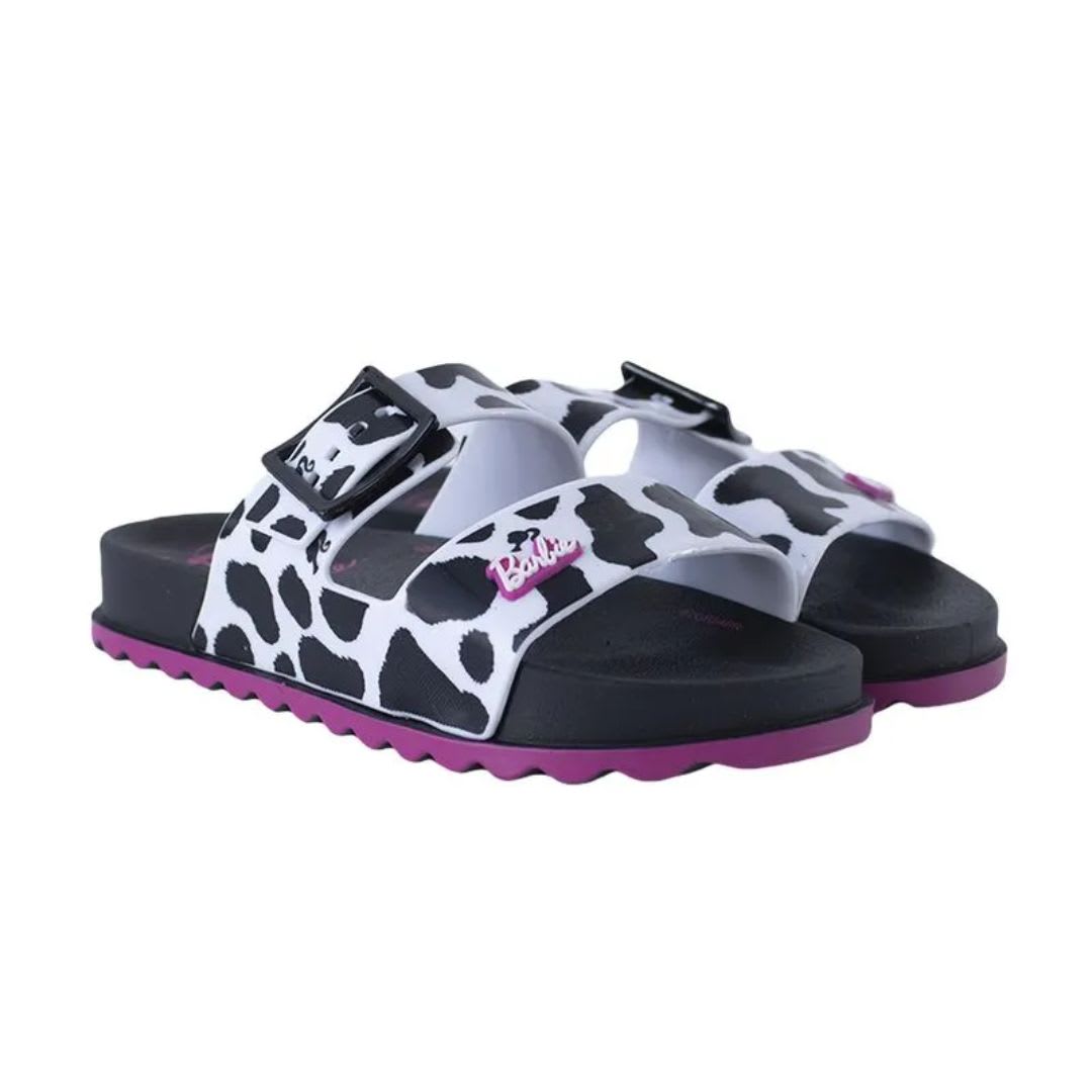 Sandalias Deluxe Barbie Blanco Negro Niña2