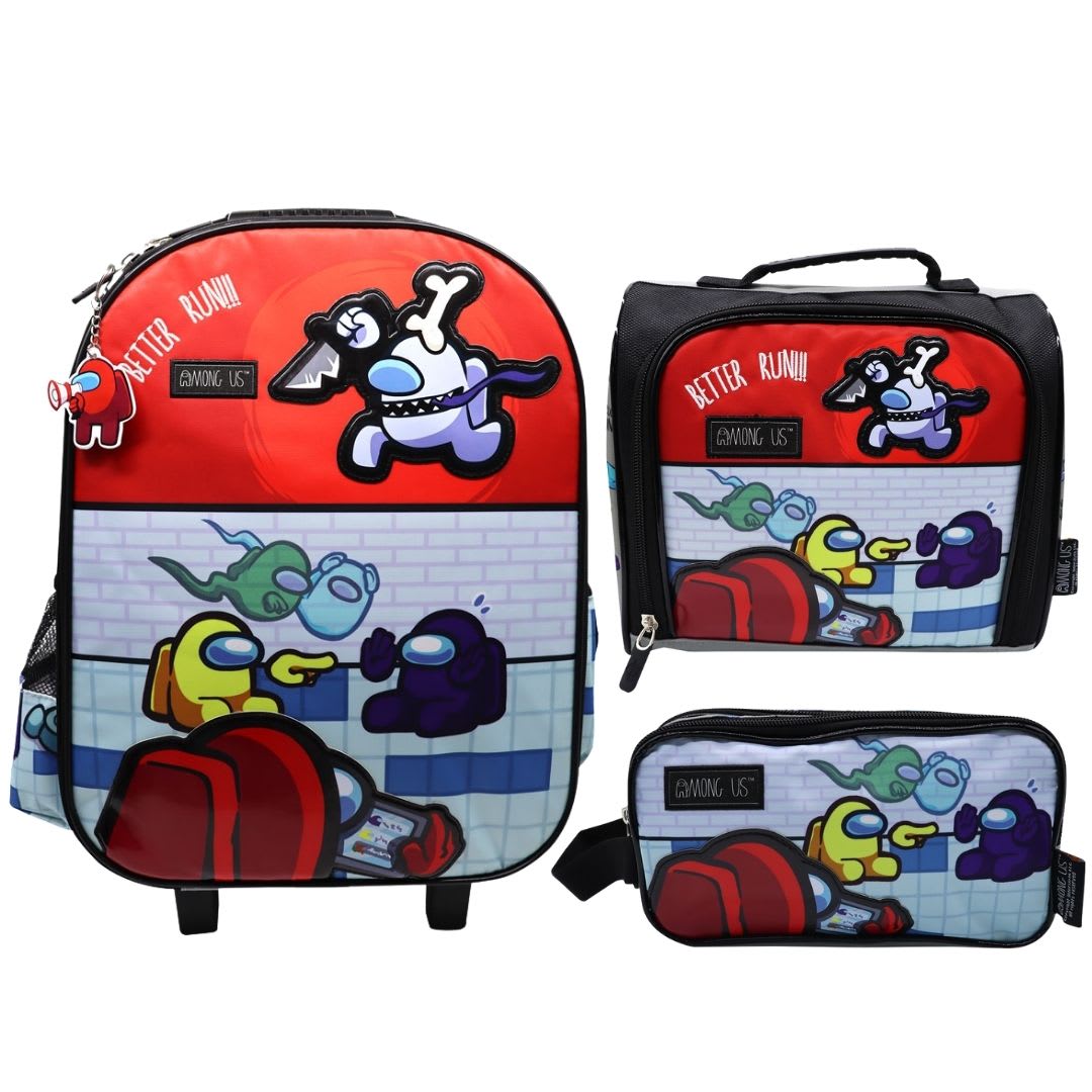 Pack Escolar Maleta Among Us Rojo Oficio 0