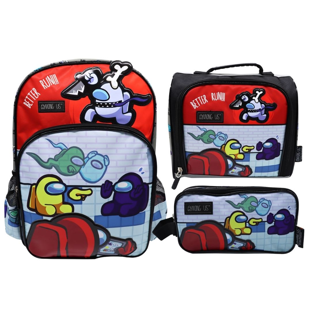 Pack Escolar Mochila Among Us Rojo Oficio 0