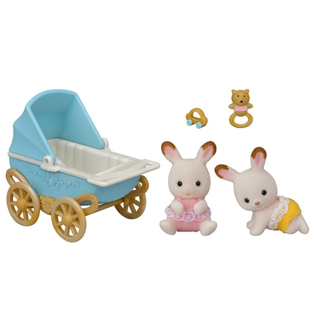 Juguete Sylvanian Ternurines Set de Cochecito Conejitos Gemelos Cabe y Breeze2