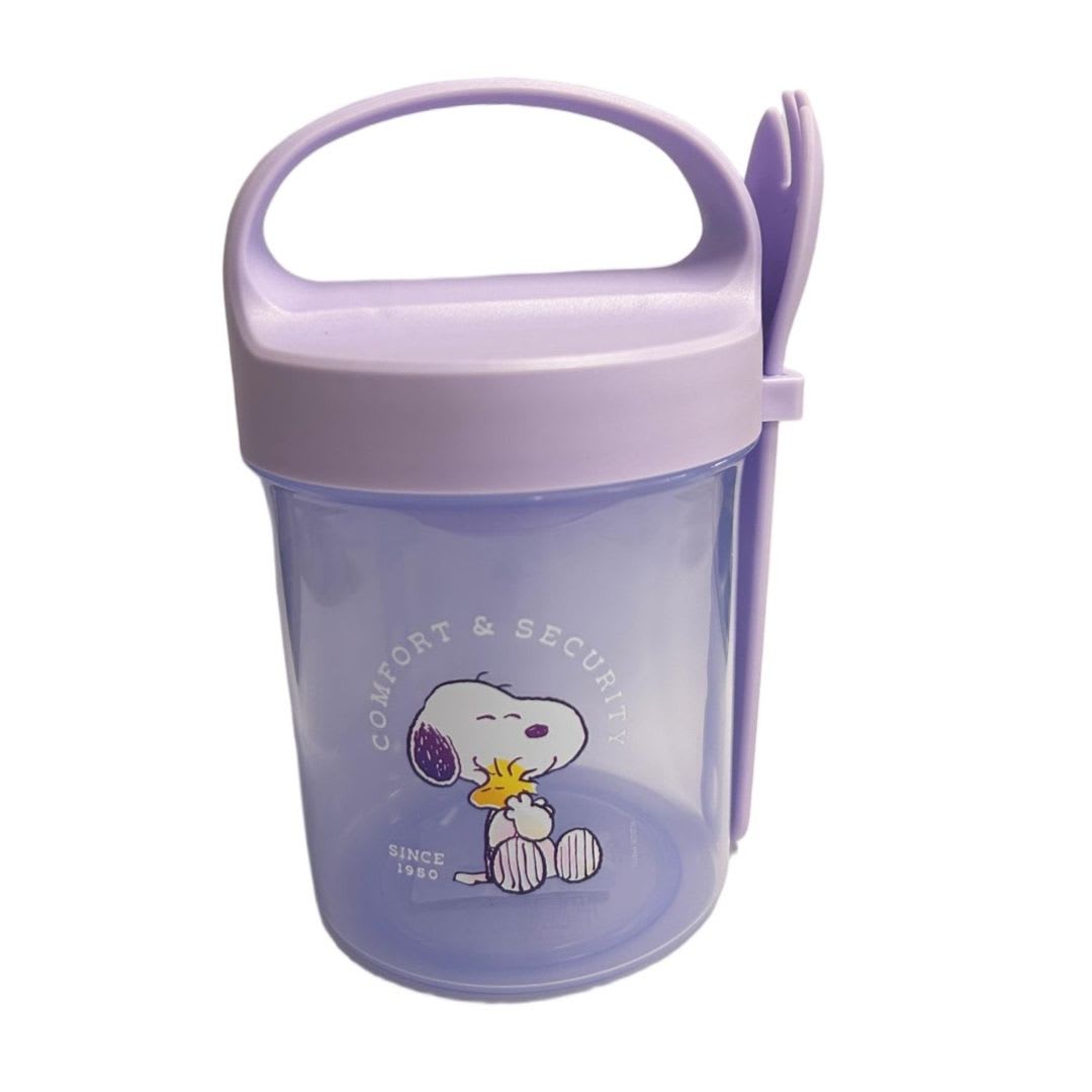 Taper con Cuchara Escolar Peanuts Lila 560 ML 0