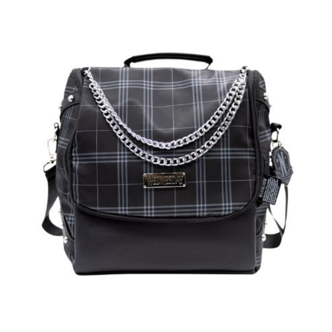 Maleta Oficio + Lonchera + Cartuchera Merlina Addams Con Rayas3