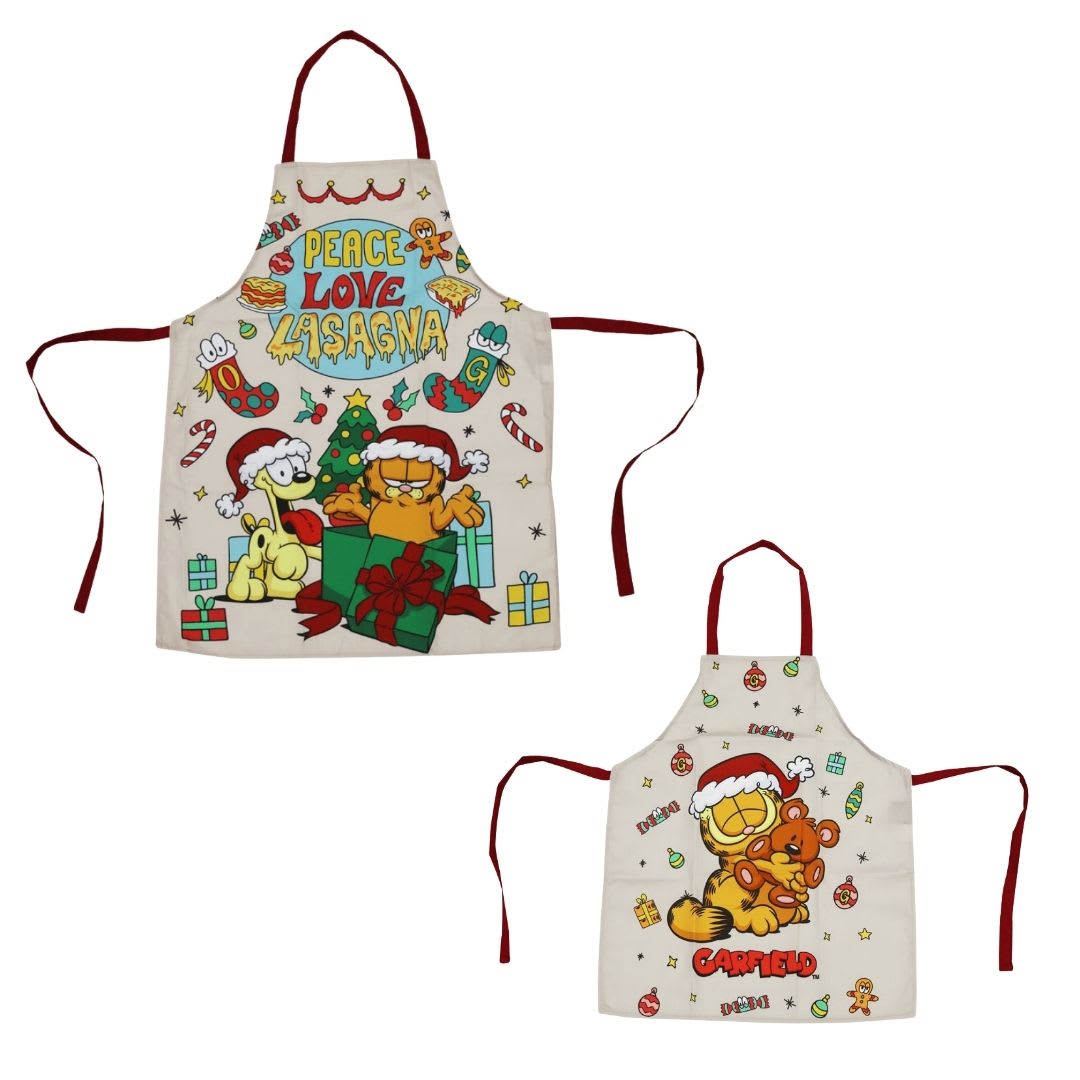 Pack Mandil Delantal de Cocina Garfield Adulto 60x80 cm + Niño 45x55 cm 0