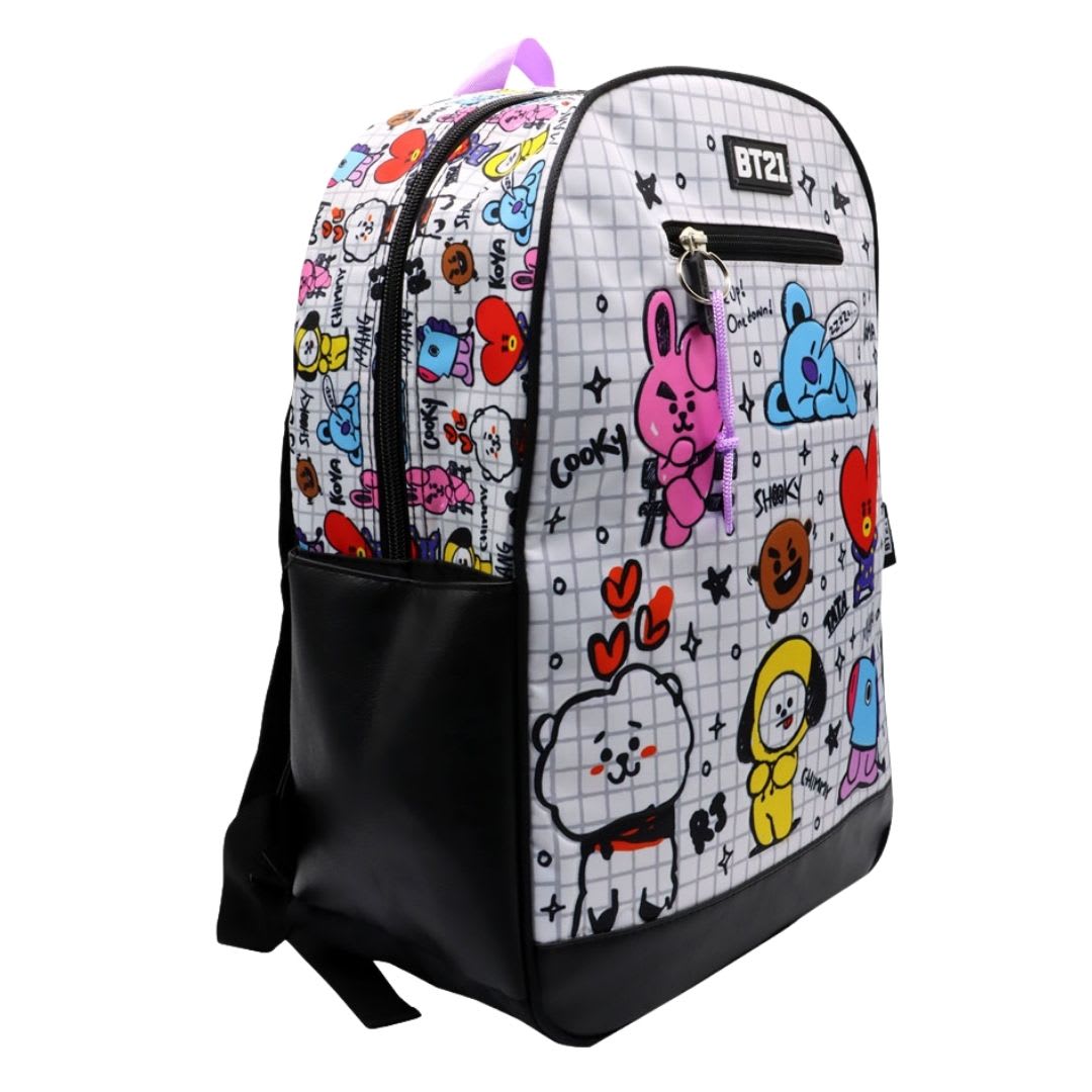 Pack Escolar Mochila BT21 BTS Blanco Oficio2