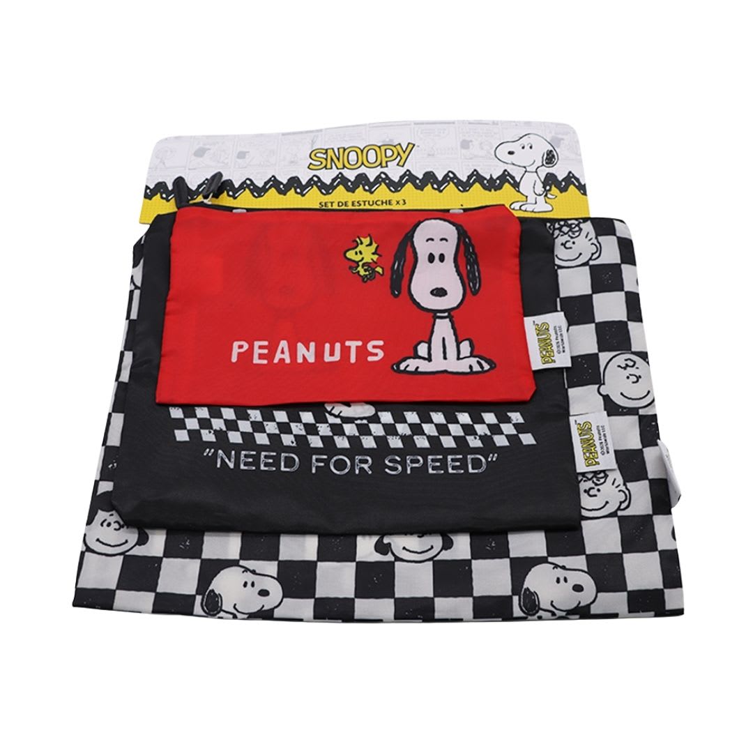 Set de Estuches x3 Snoopy Rojo y Negro2