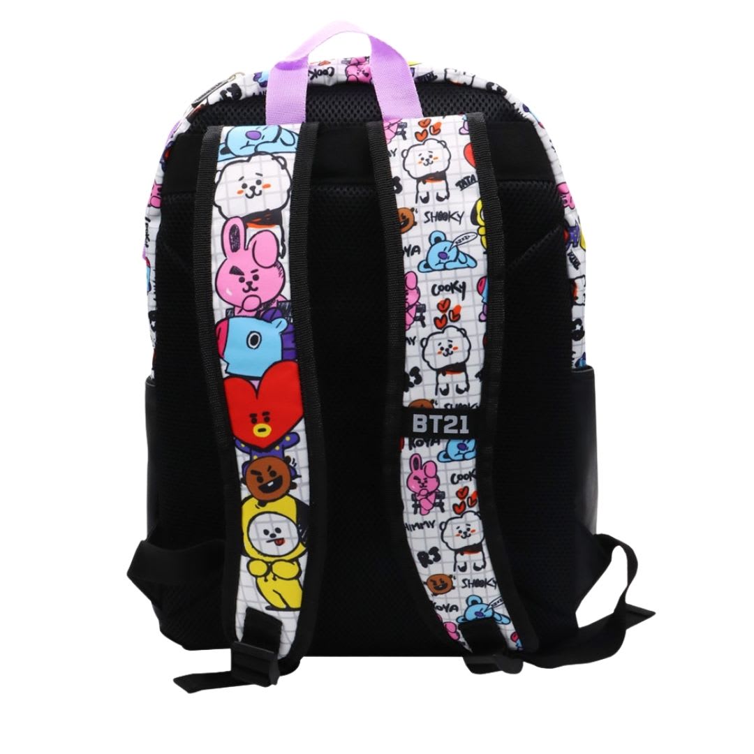 Pack Escolar Mochila BT21 BTS Blanco Oficio3