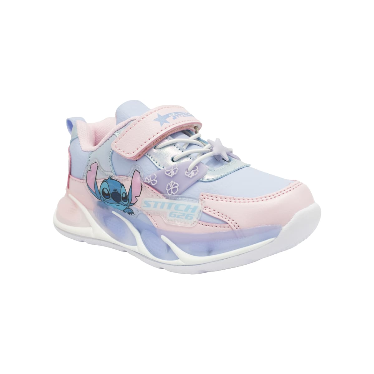 Zapatilla Casual Niña Stitch Celeste Rosado Con Luces3