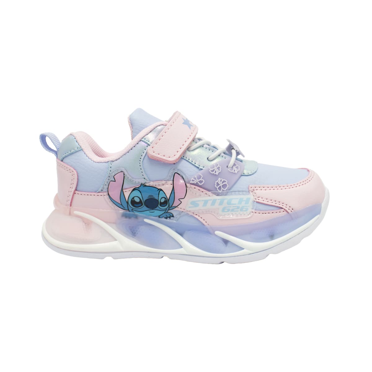 Zapatilla Casual Niña Stitch Celeste Rosado Con Luces 0
