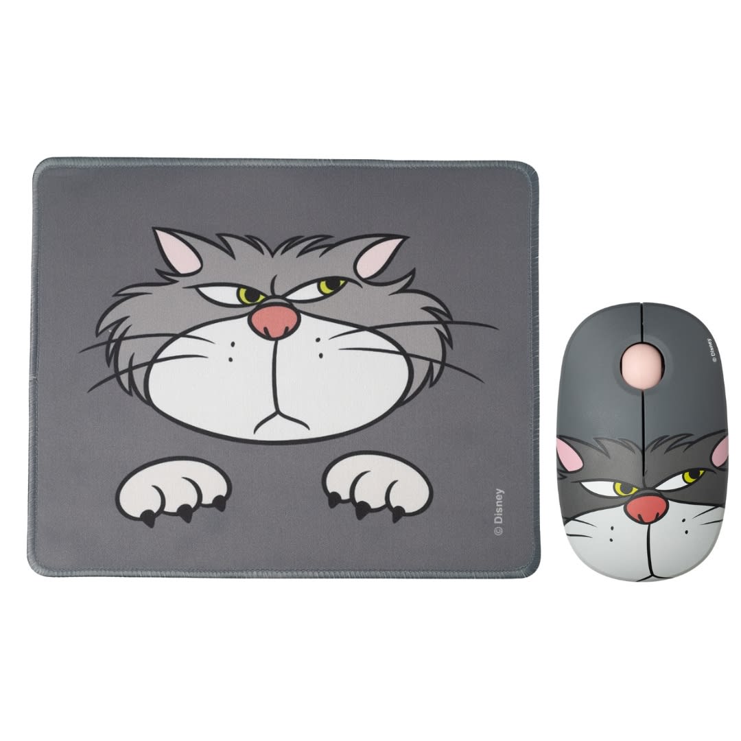 Mouse Inalambrico + Pad Desk Gato Lucifer Disney Neopreno Antideslizante 24x20 CM 0
