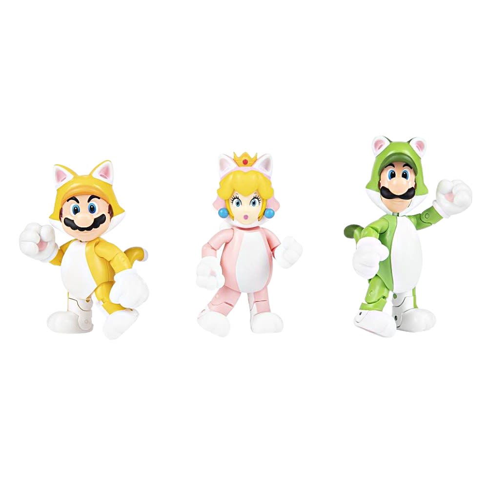 Super Mario Bros 4 pulgadas 3D pack Mario Luigi Peach gatos2