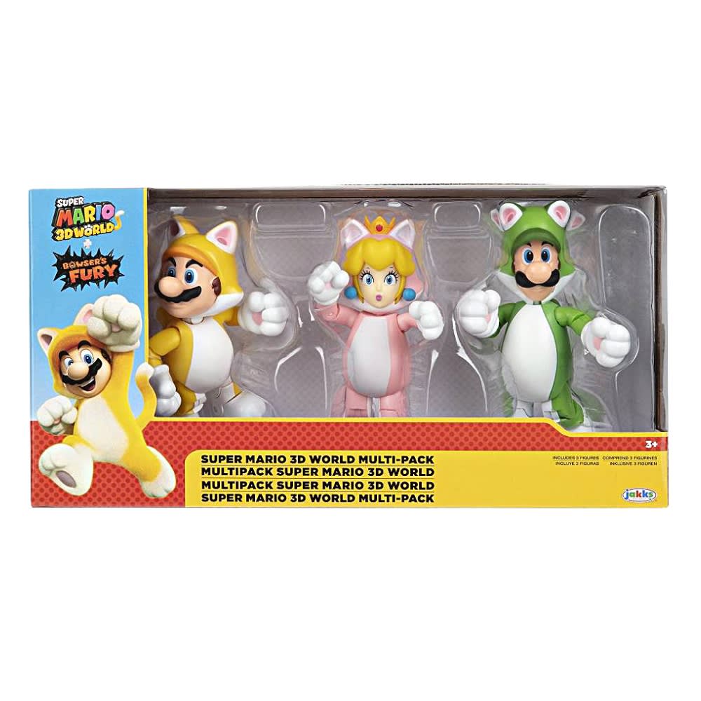 Super Mario Bros 4 pulgadas 3D pack Mario Luigi Peach gatos3