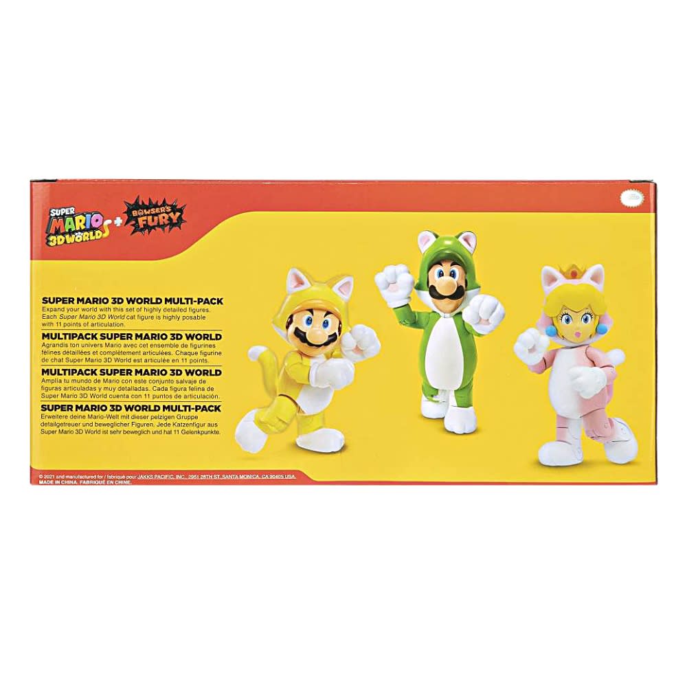 Super Mario Bros 4 pulgadas 3D pack Mario Luigi Peach gatos4