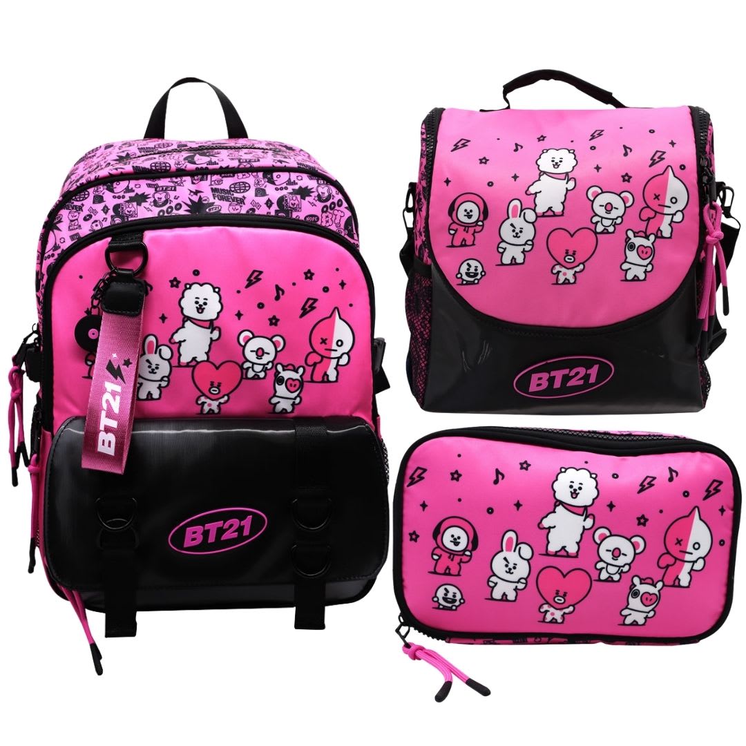 Pack Escolar Mochila BT21 BTS Rosado Oficio 0