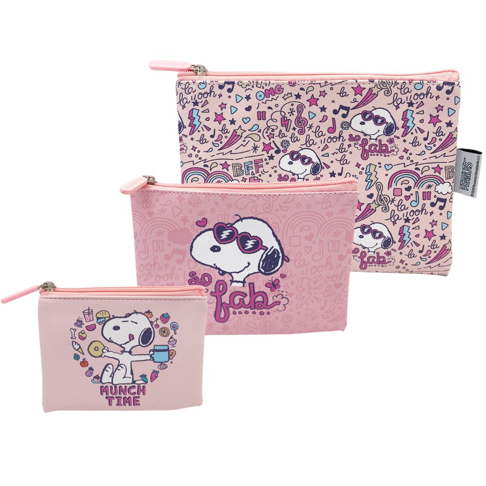 Set de Neceser Cosmetiquero x3 Snoopy Rosado 0