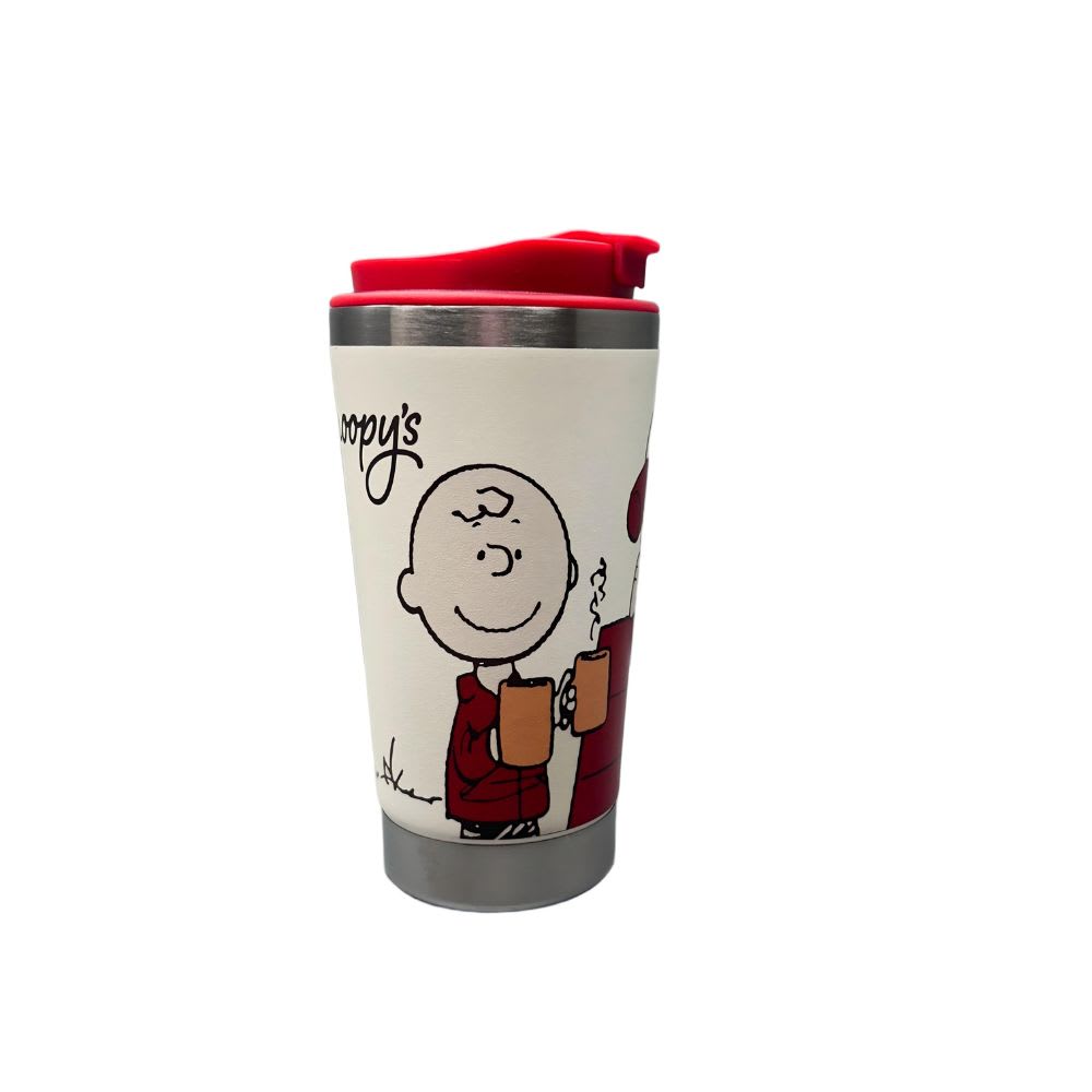 Mug Vaso Acero Termico Snoopy Con Correa Rojo 450 ML2