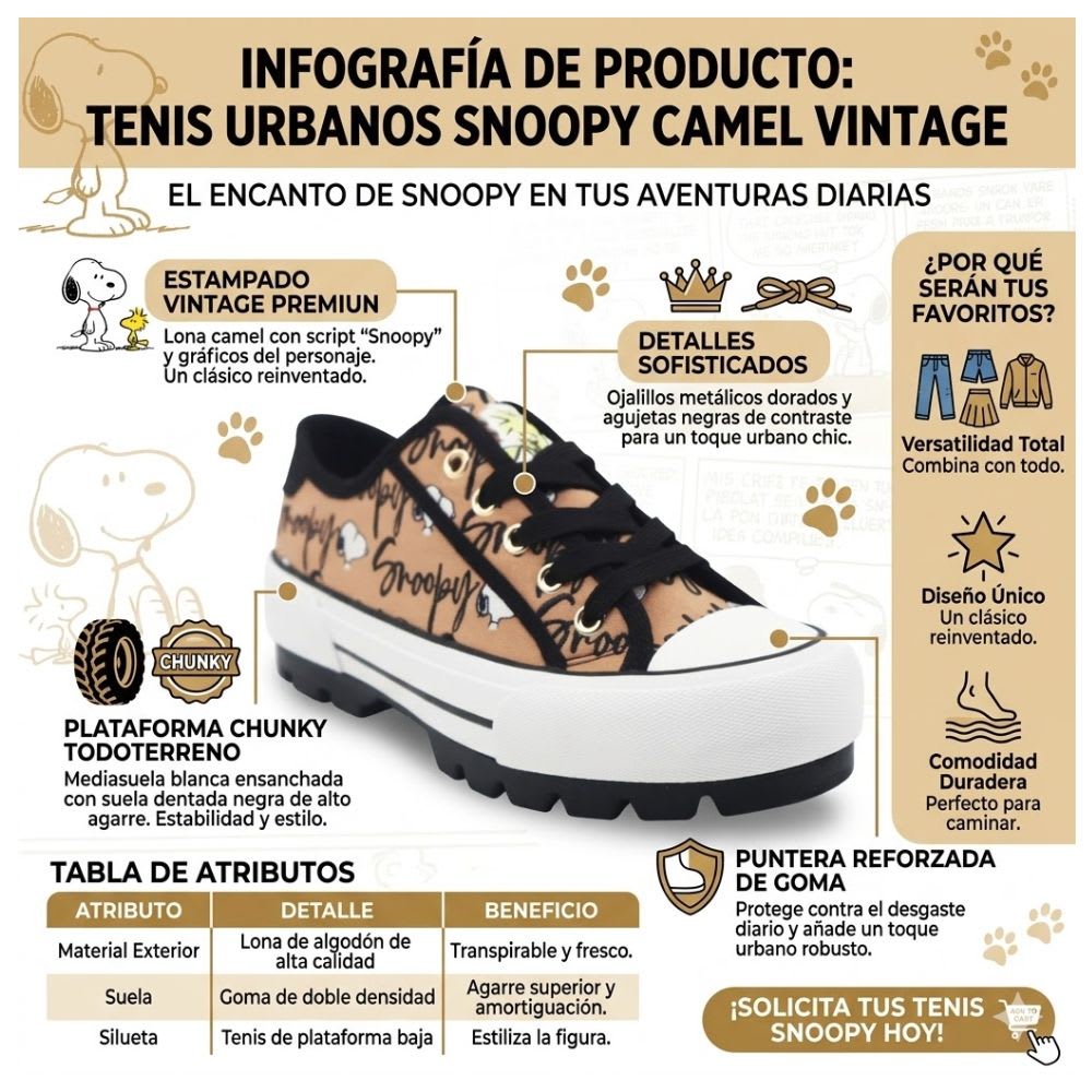Zapatillas Urbanas Mujer Snoopy Marron2