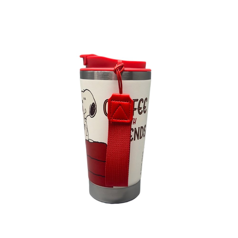Mug Vaso Acero Termico Snoopy Con Correa Rojo 450 ML3