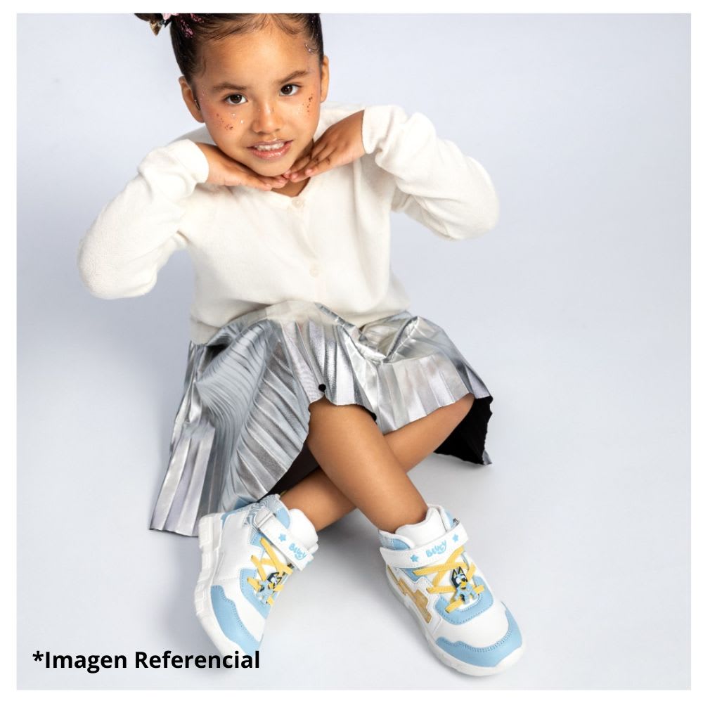 Zapatillas Niña Botin Bluey Blanco Azul con Luces3