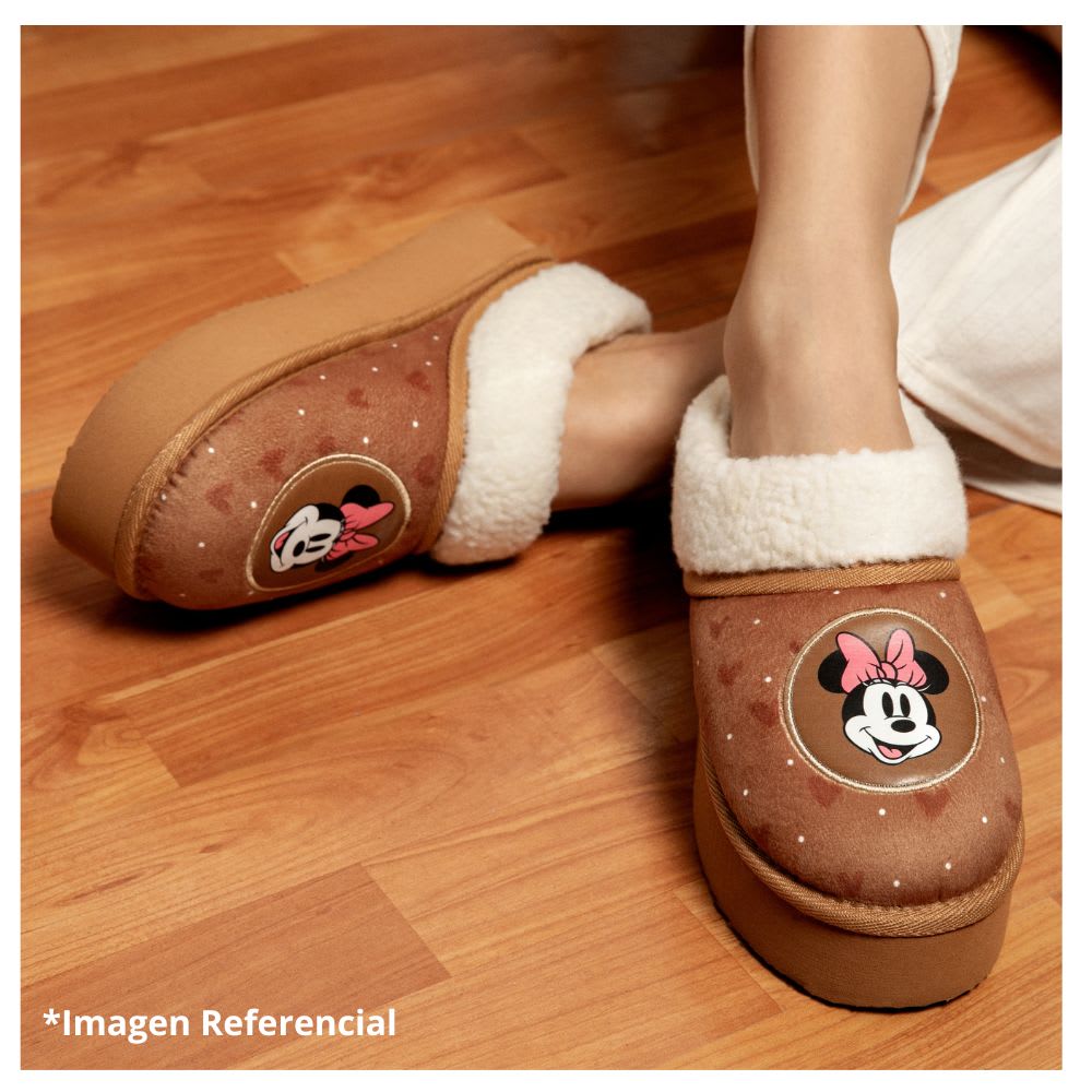 Pantuflas Peluche Mujer Minnie Mouse Marron6