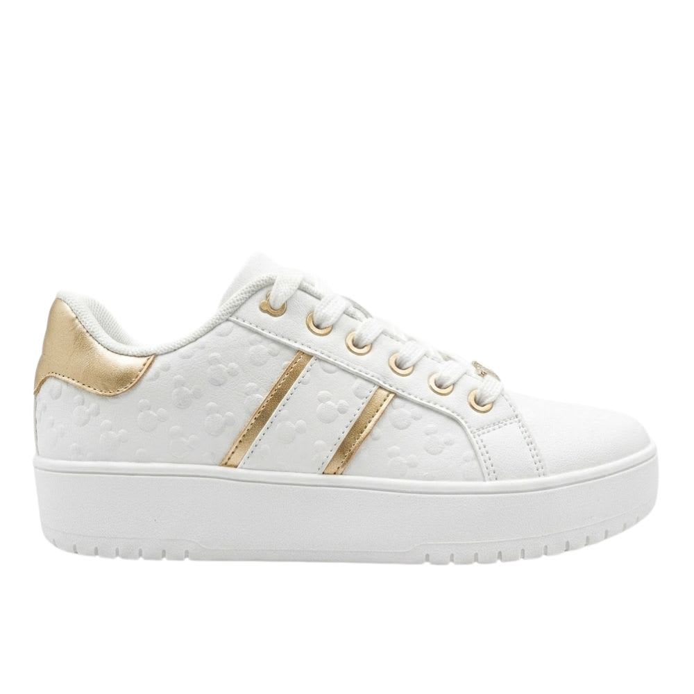 Zapatillas Mickey Mouse Blancas con Dorado Mujer 0