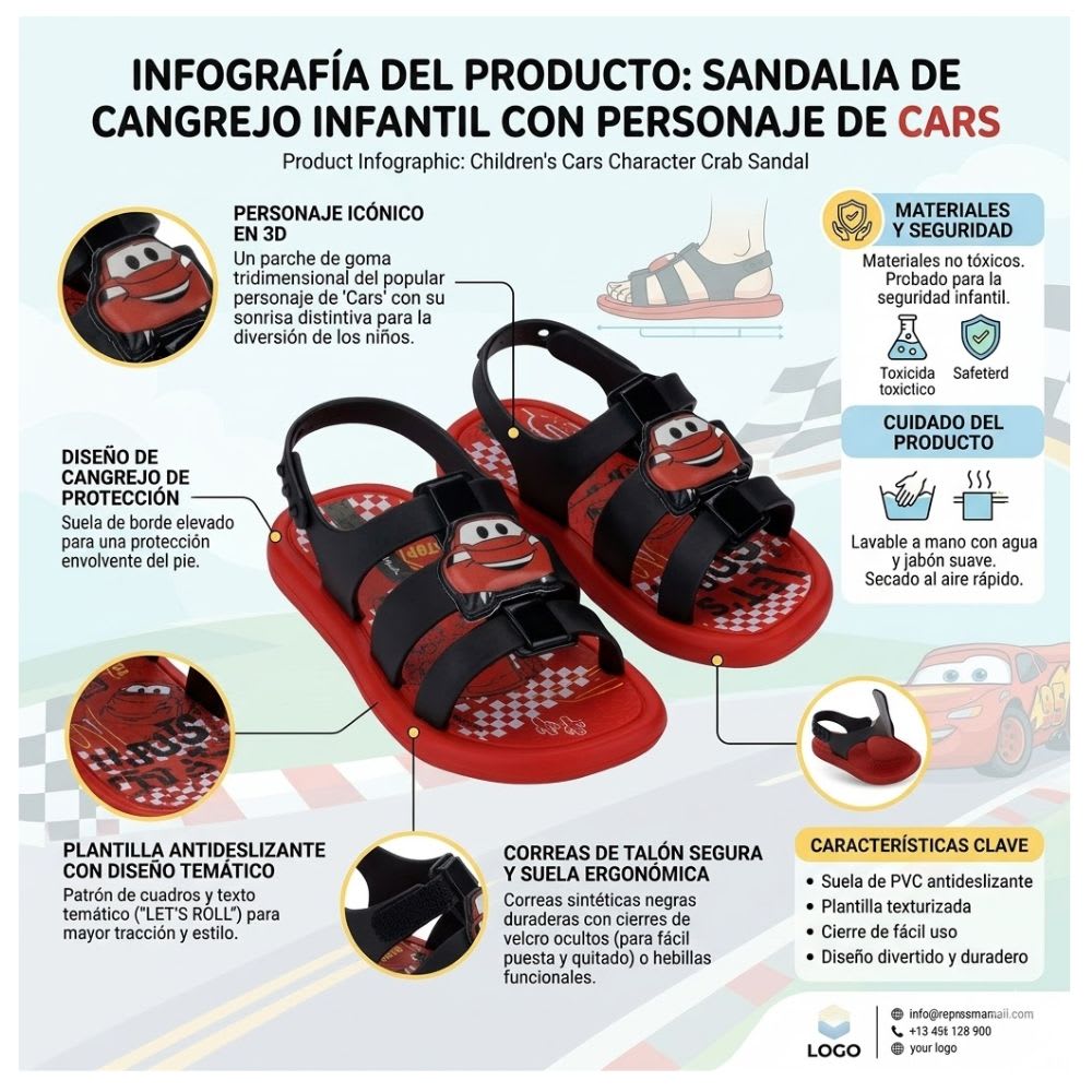 Sandalias Playeras Ipanema Bebe Cars Rojo2