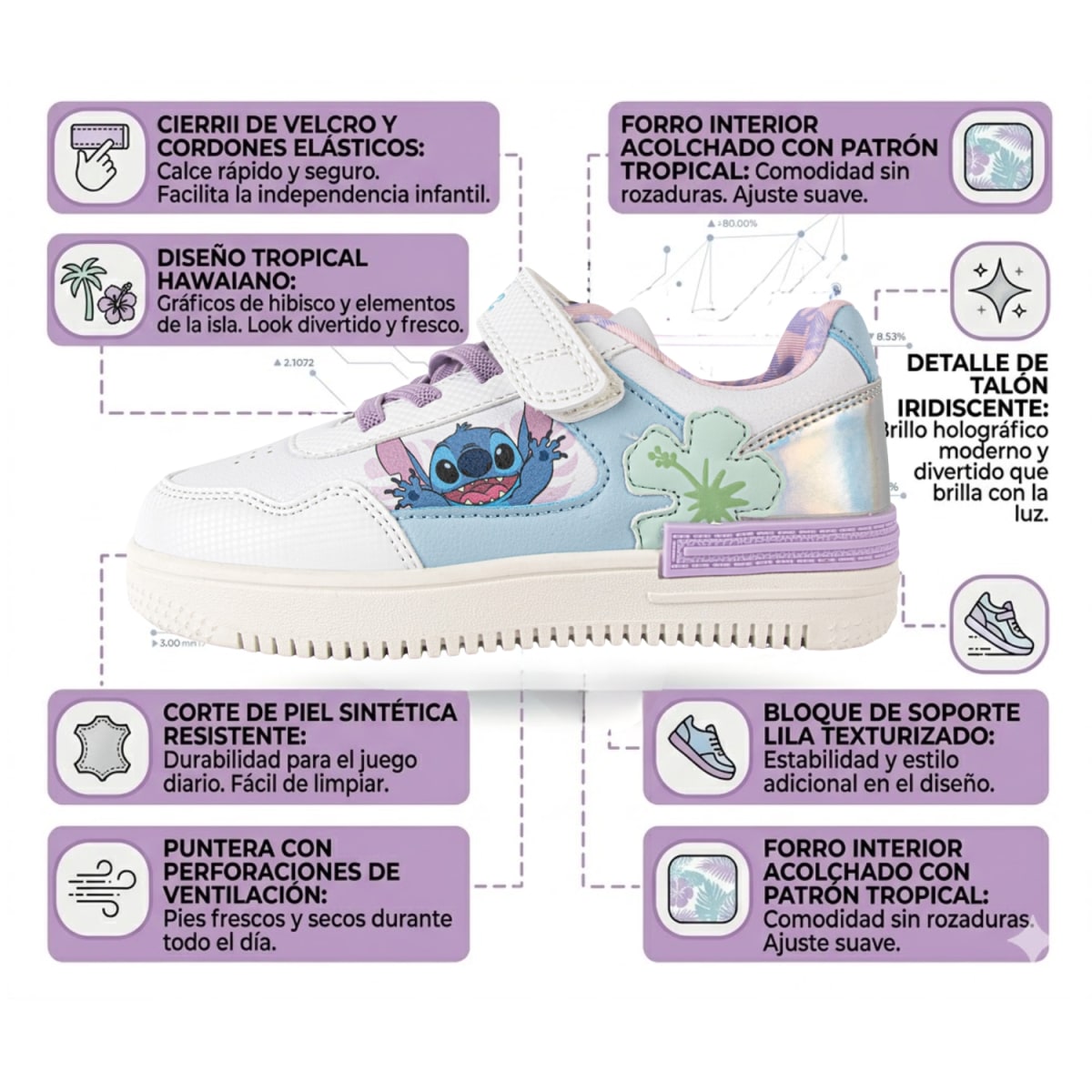 Zapatillas Niña Casual Stitch Primavera Celeste2