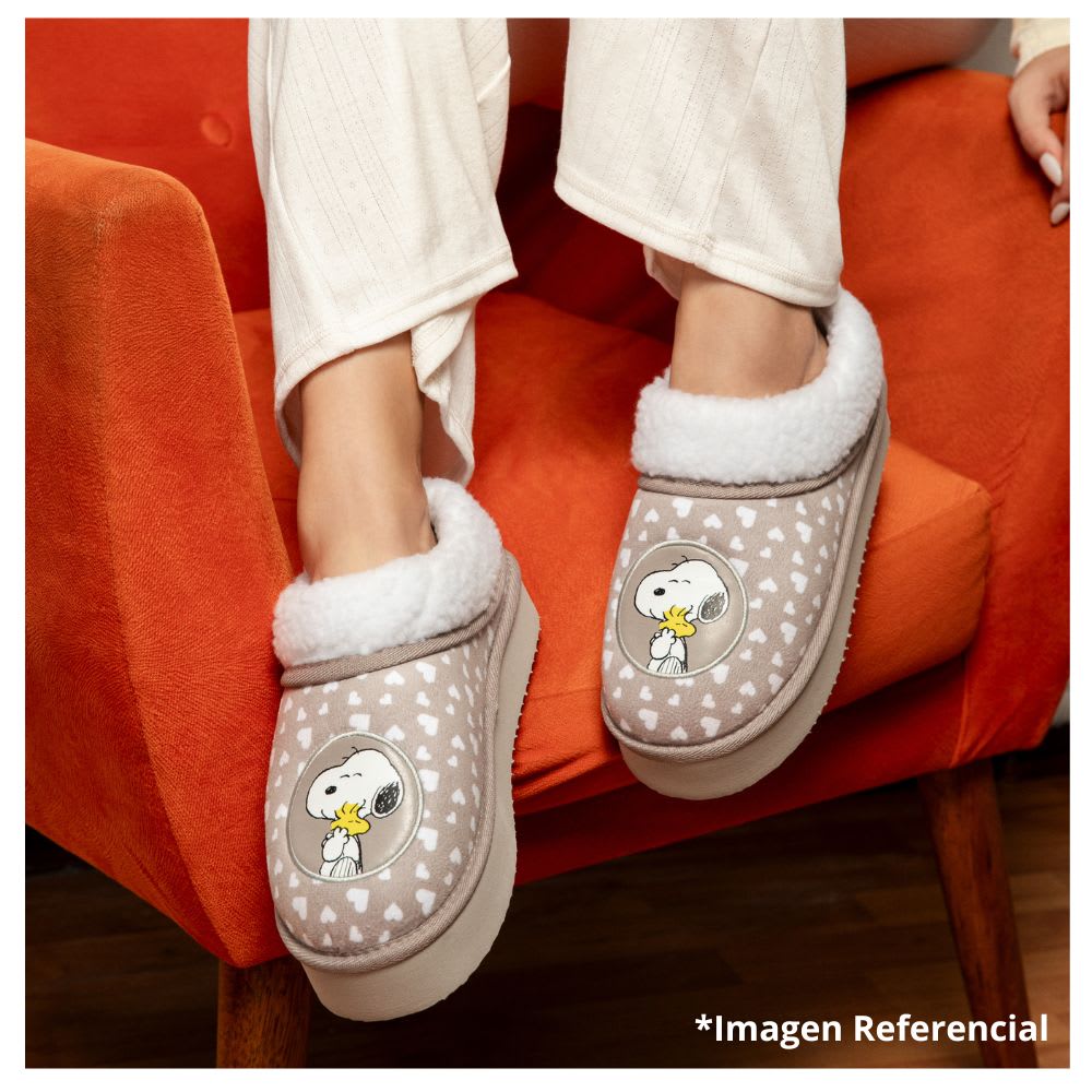 Pantuflas Peluche Mujer Snoopy Peanuts Marron6