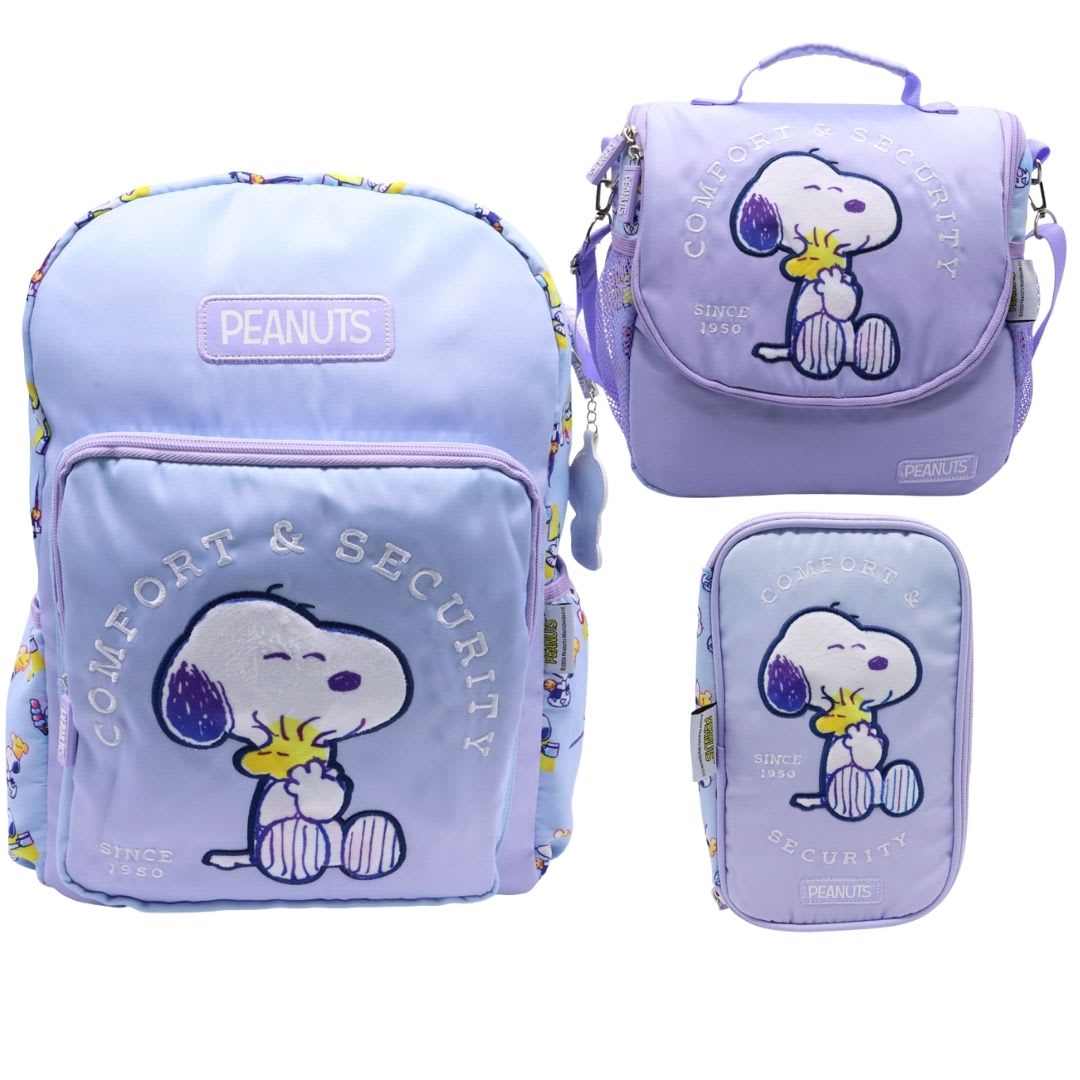 Pack Escolar Mochila Snoopy Lila Oficio 0