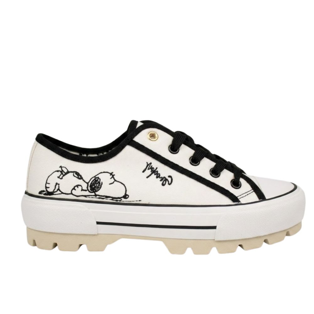 Zapatillas Urbanas Mujer Snoopy Blanco y Negro 0