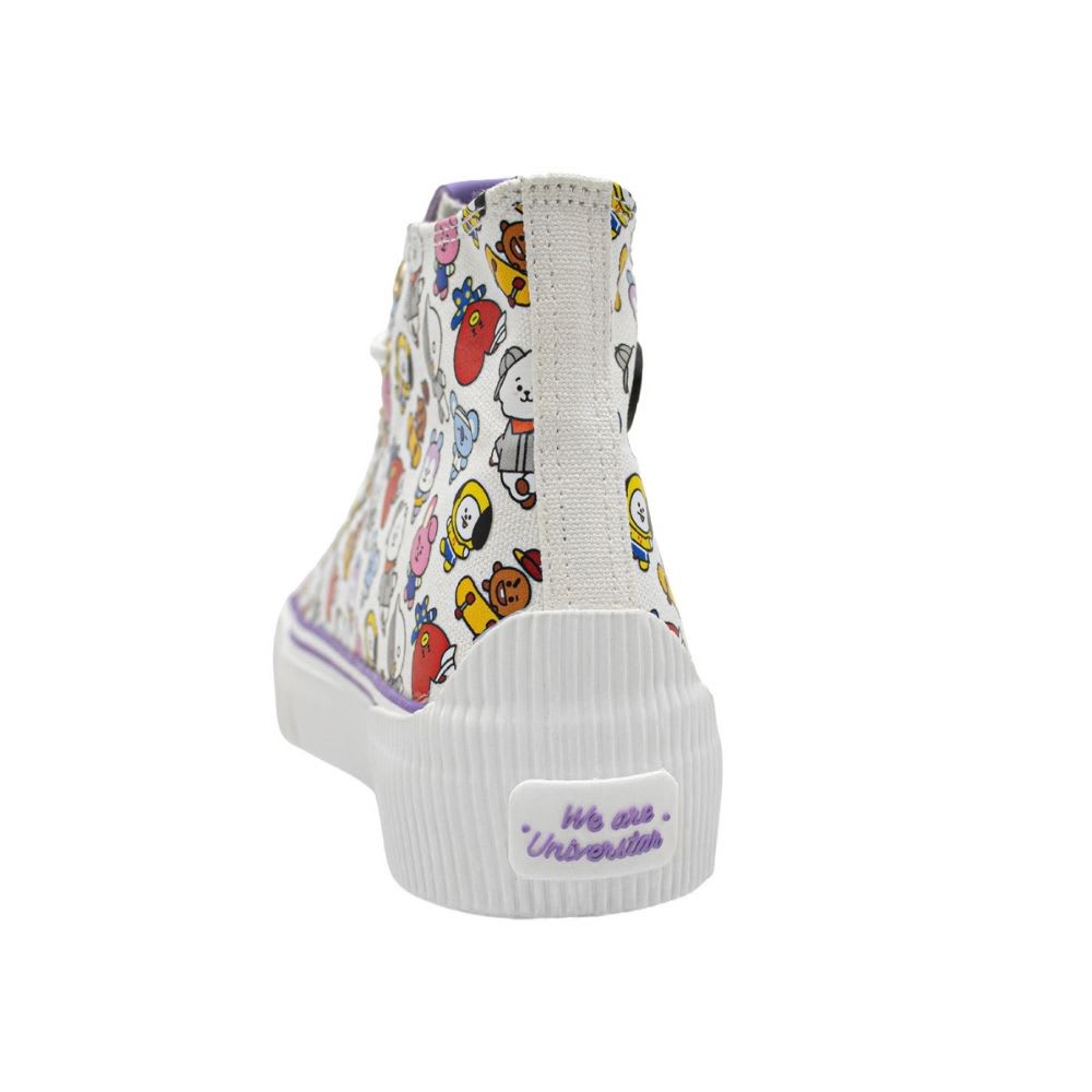 Zapatillas Urbanas Botin Mujer BT21 BTS Kpop Kawai Blanco Lila3