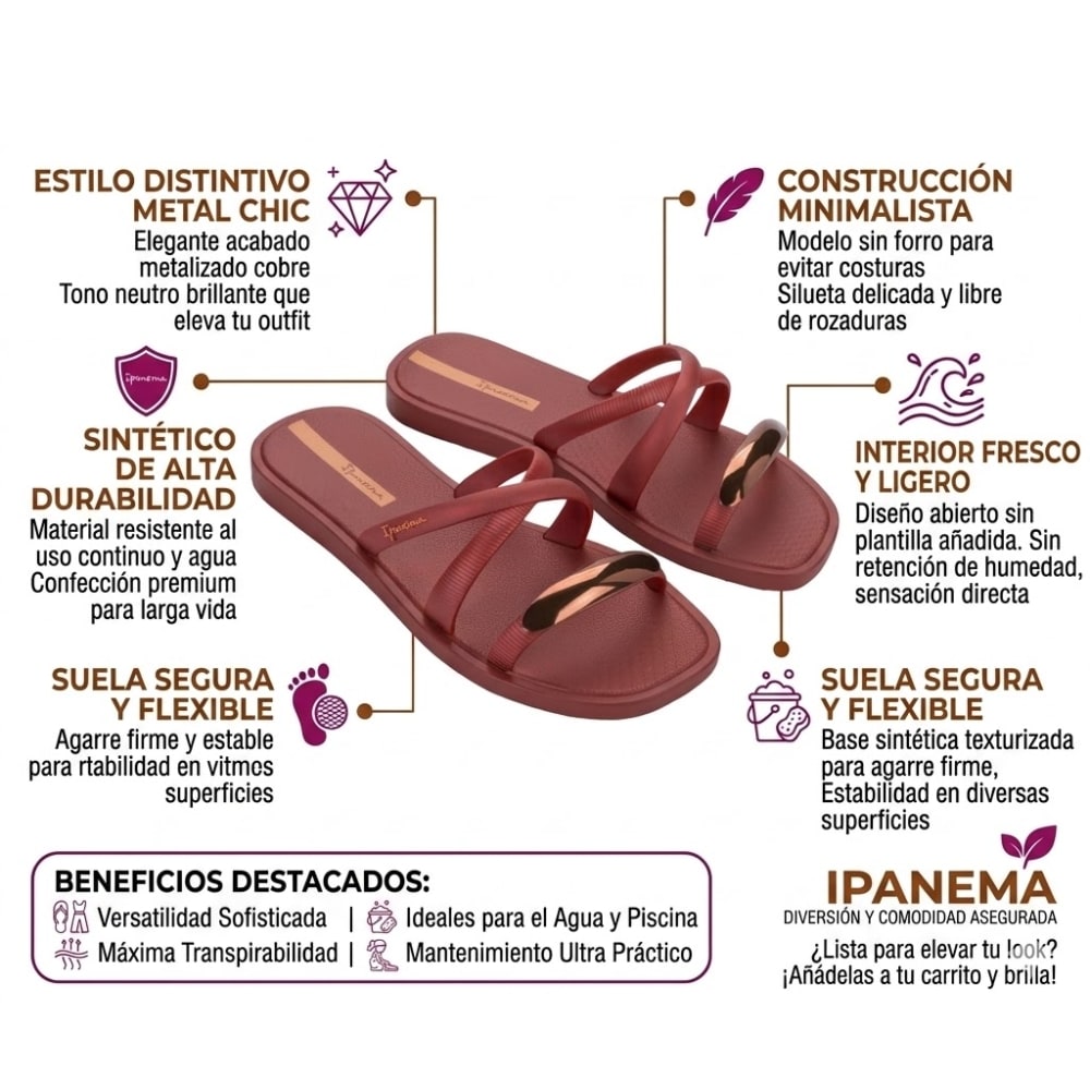 Sandalias Mujer Ipanema Metal Chic Cobre2