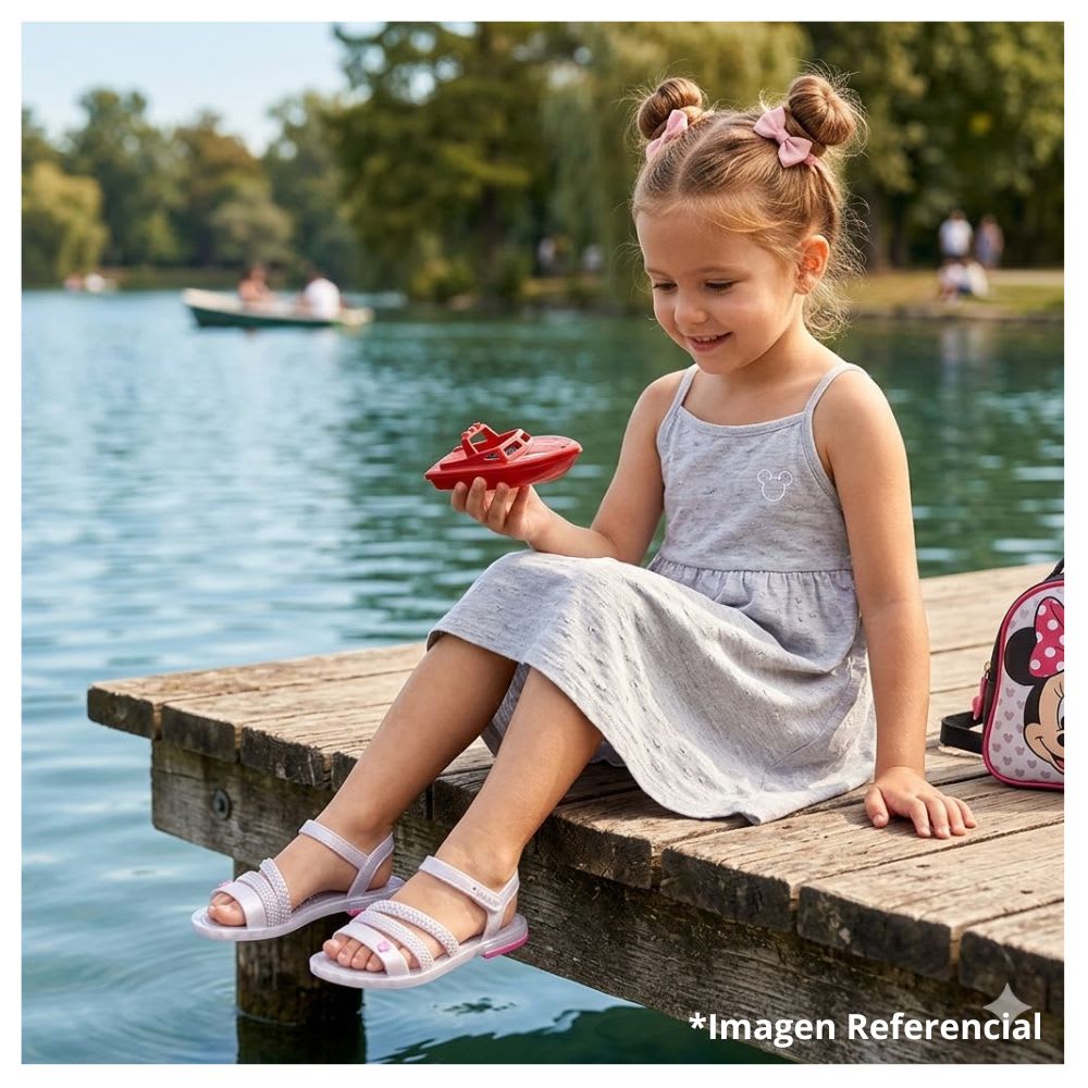 Sandalias Deluxe  Niña Minnie Mouse Plata4