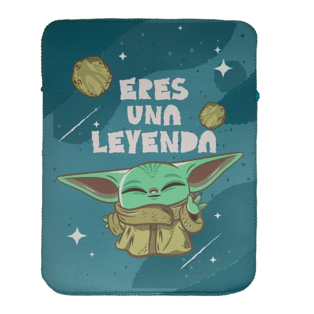 Mouse Inalambrico + Funda para Laptop Reversible Star Wars Baby Yoda Neopreno 15 - 16 pulgadas Mod 25