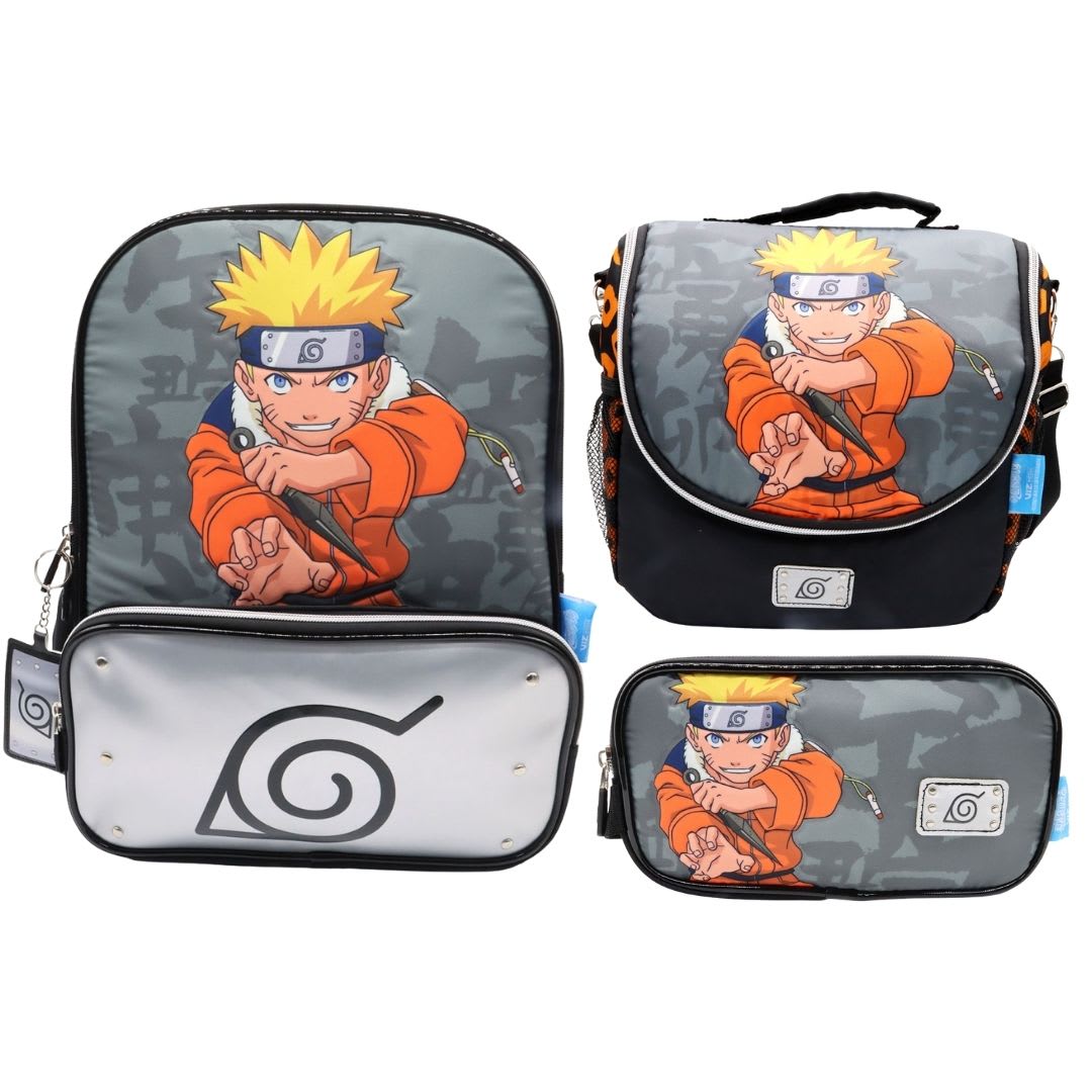 Pack Escolar Mochila Naruto Plomo Anime Oficio 0