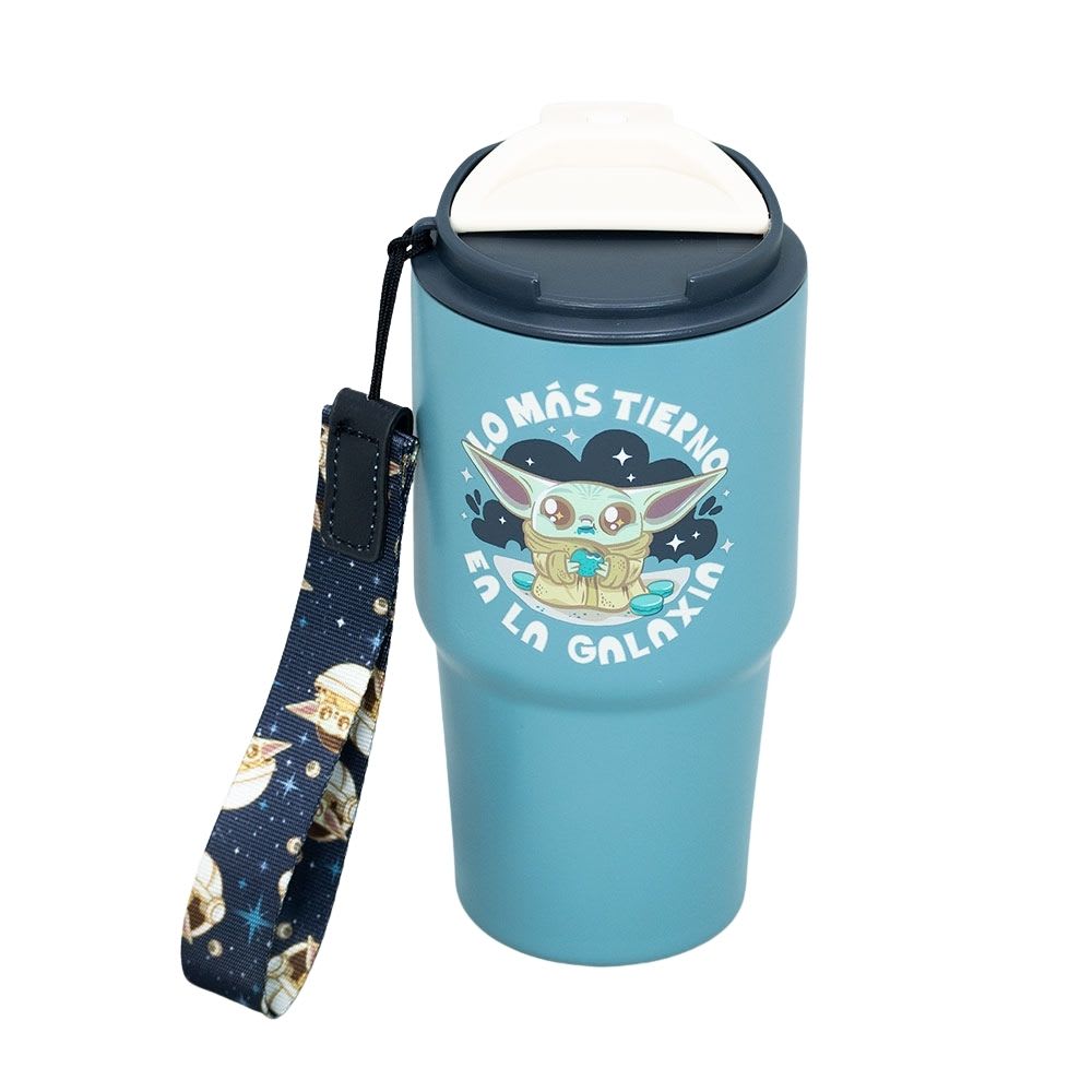 Mug Vaso Acero Termico Grogu Baby Yoda Star Wars Con Correa Keep 600 ML5