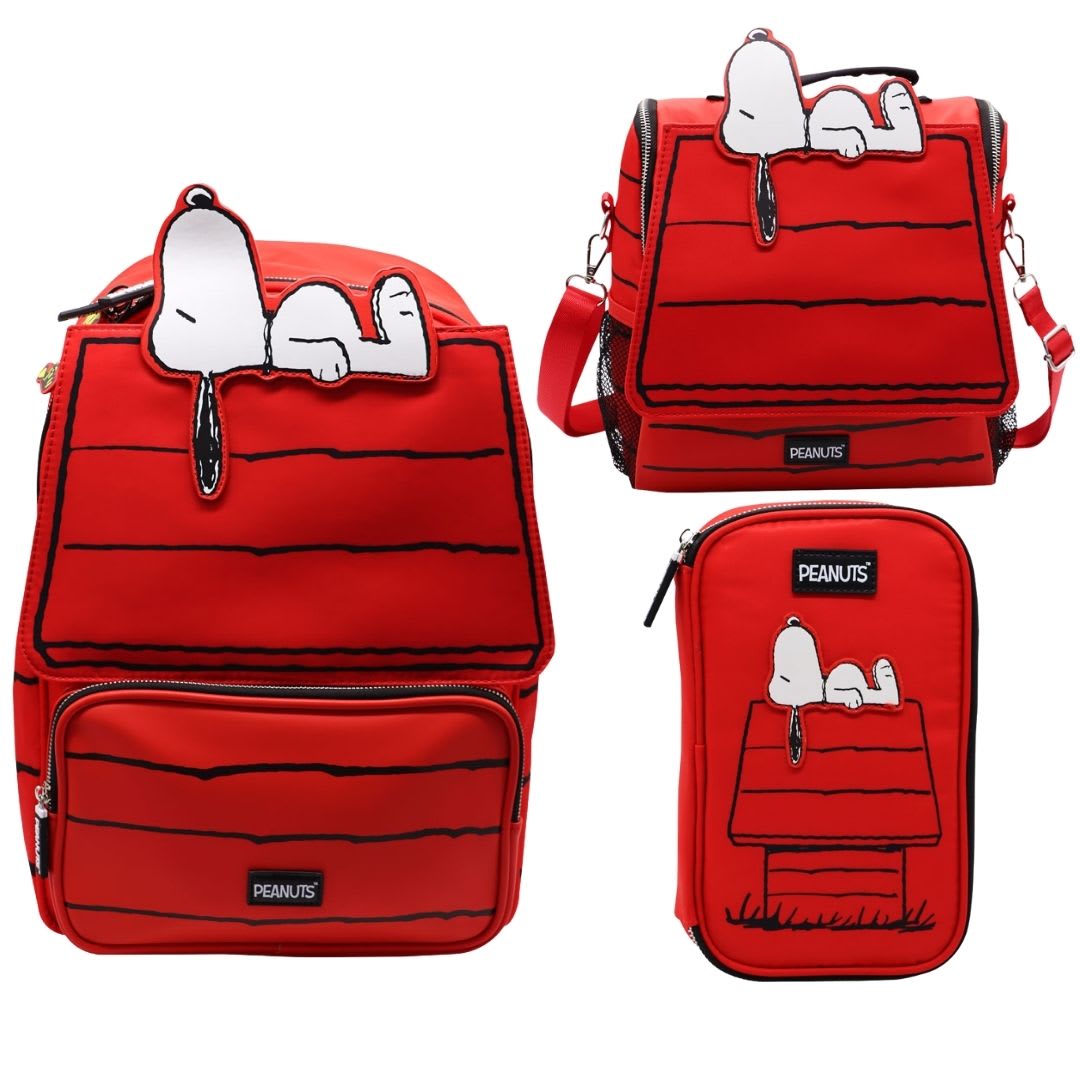Pack Escolar Mochila Deluxe Snoopy Rojo Oficio 0
