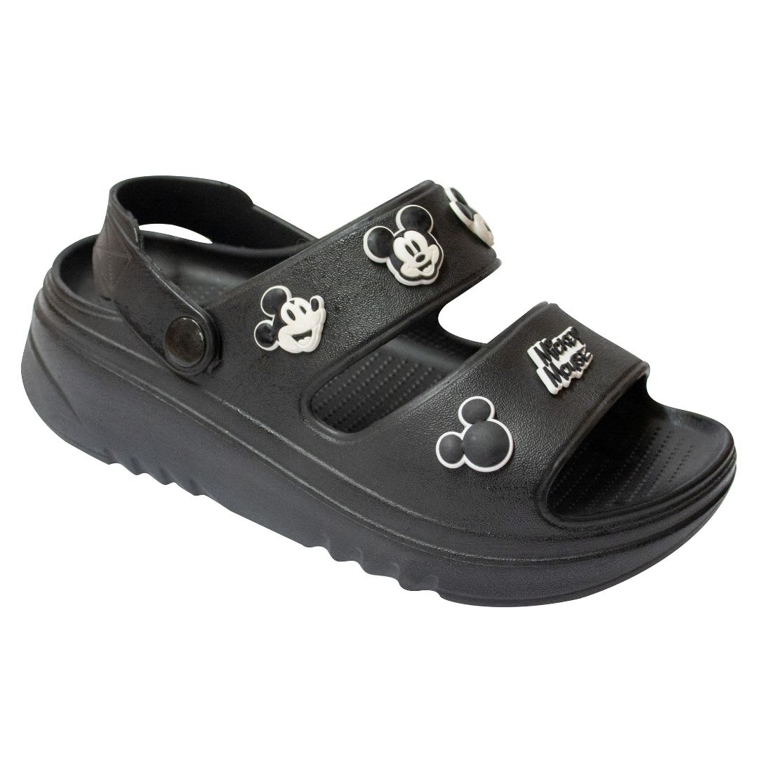 Sandalias Mujer Playera Plataforma Mickey Mouse Negro 0