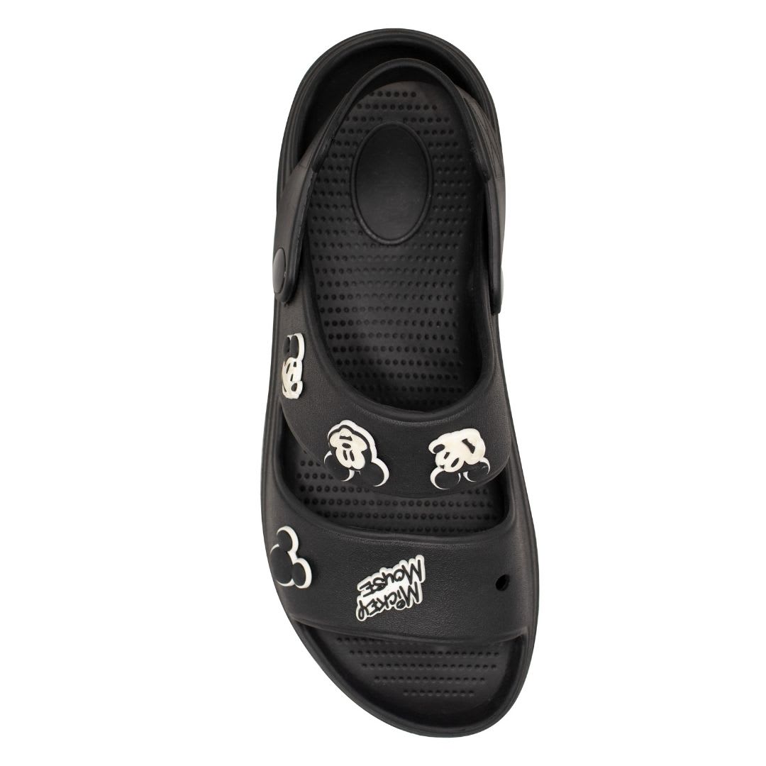 Sandalias Mujer Playera Plataforma Mickey Mouse Negro2