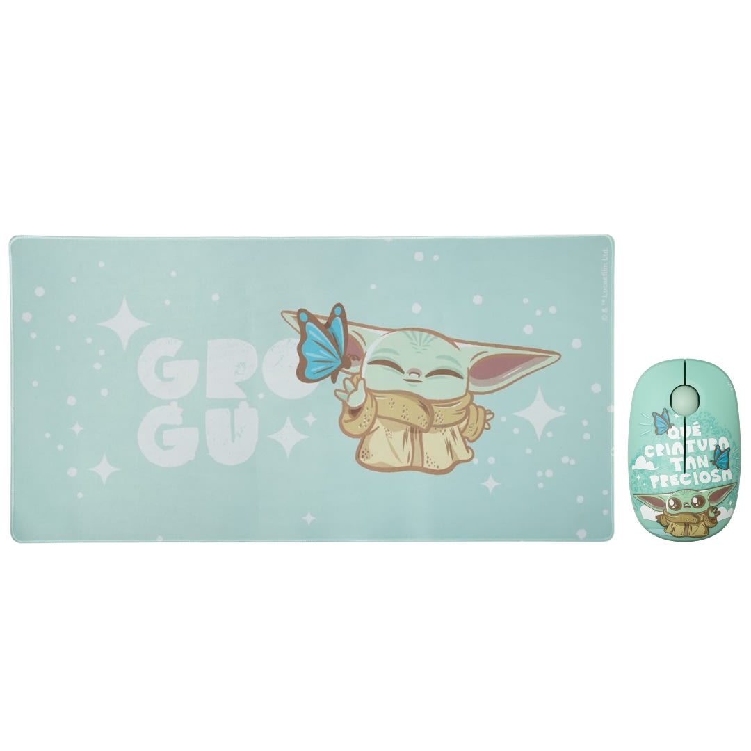 Mouse Inalambrico + Pad Desk Star Wars Baby Yoda Neopreno Antideslizante 80x40 CM Mod 1 0