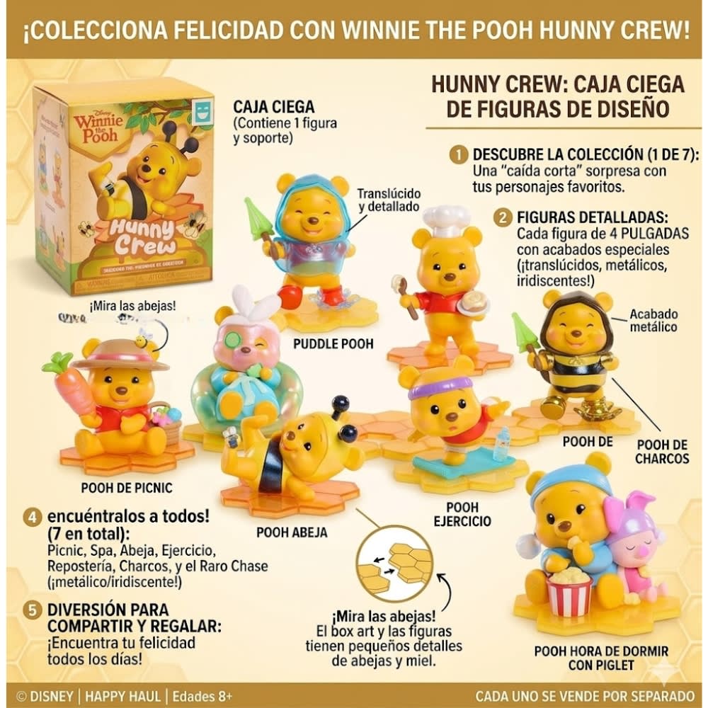 Figura Sorpresa Coleccionable Winnie The Pooh Hunny Crew Disney Serie Happy Haul2
