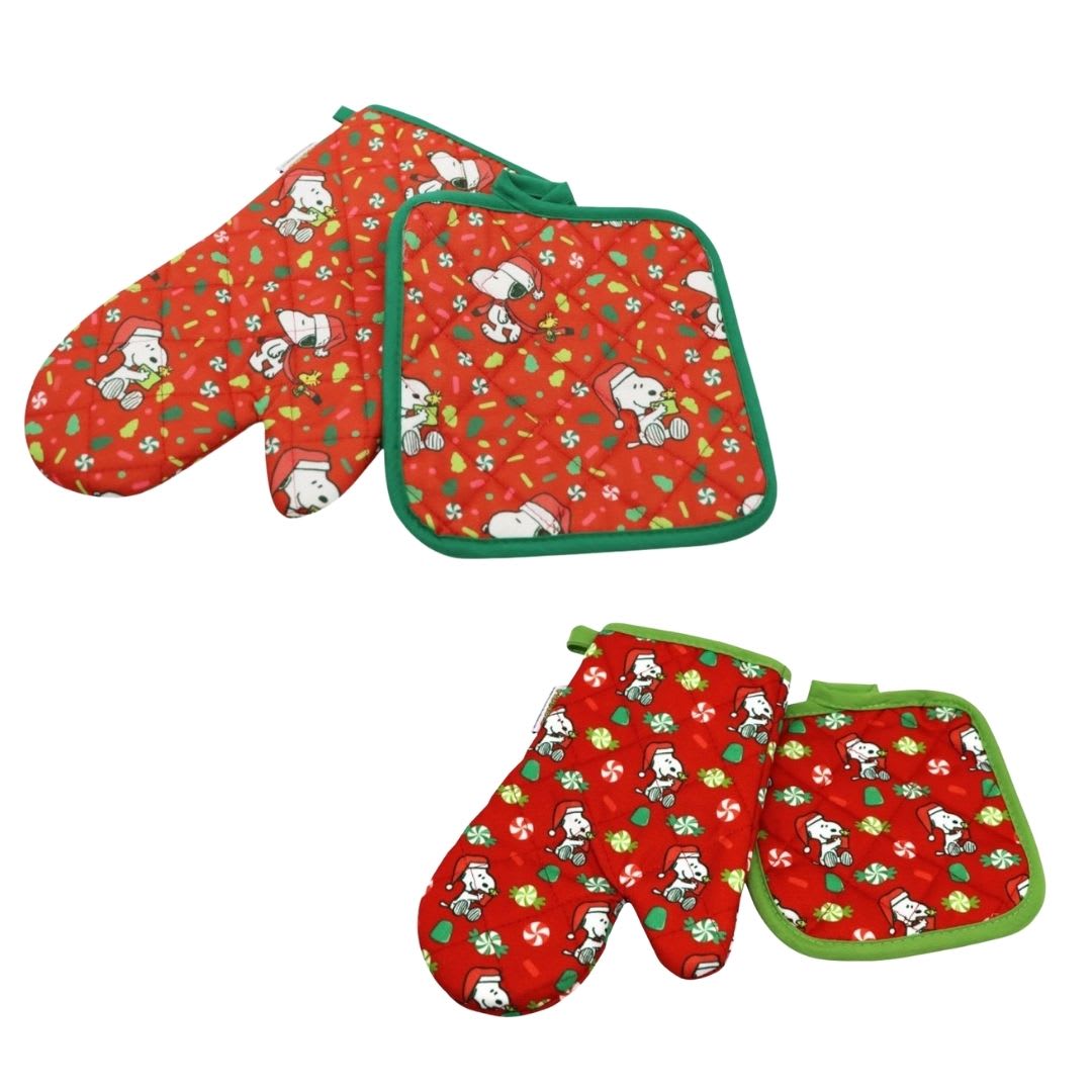 Pack de Cocina Snoopy con Guante y Toma Olla para Adulto Rojo + Niño 0