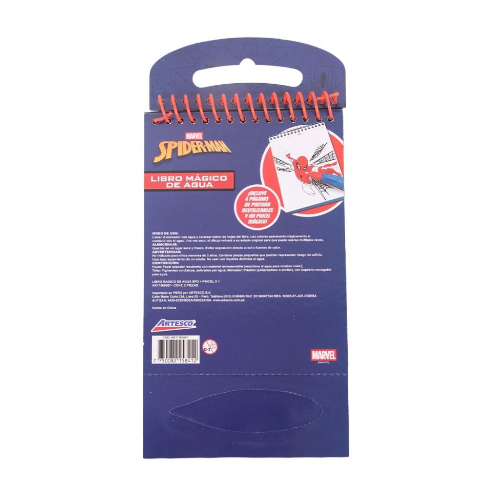 Libro Cuaderno Magico de Agua Artesco Spiderman3