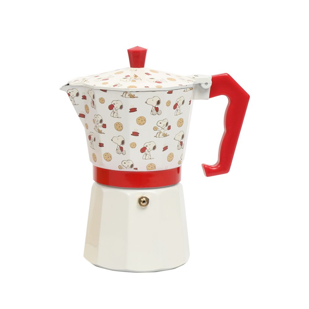 Cafetera Italiana Aluminio Snoopy Blanca2