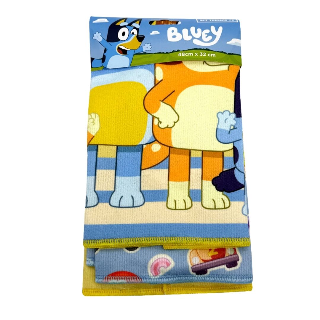 Set de Toallas Escolar x2 Bluey Amarillo / Azul 28x36cm3