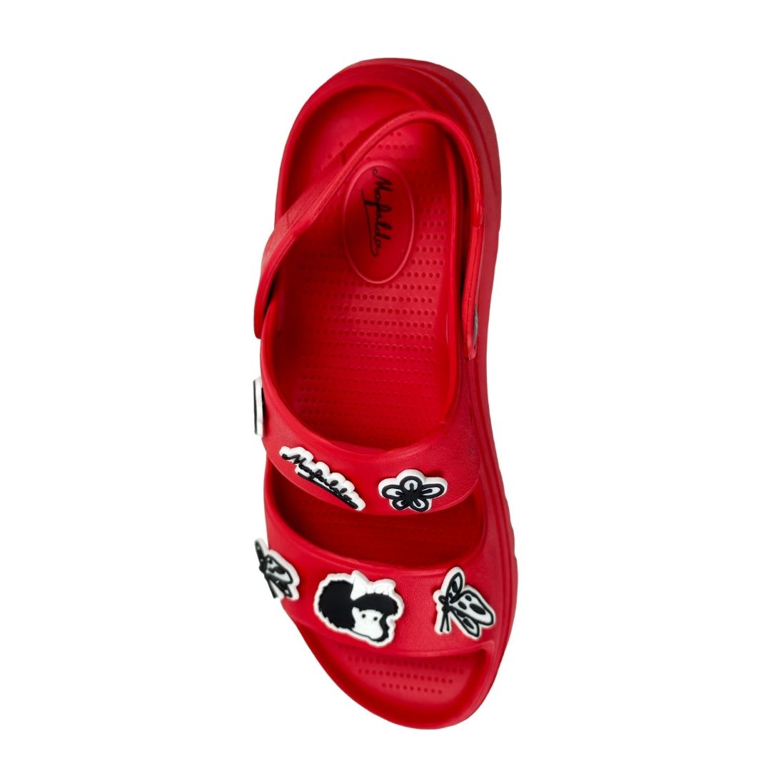 Sandalias Mujer Playera Plataforma Mafalda Rojo2