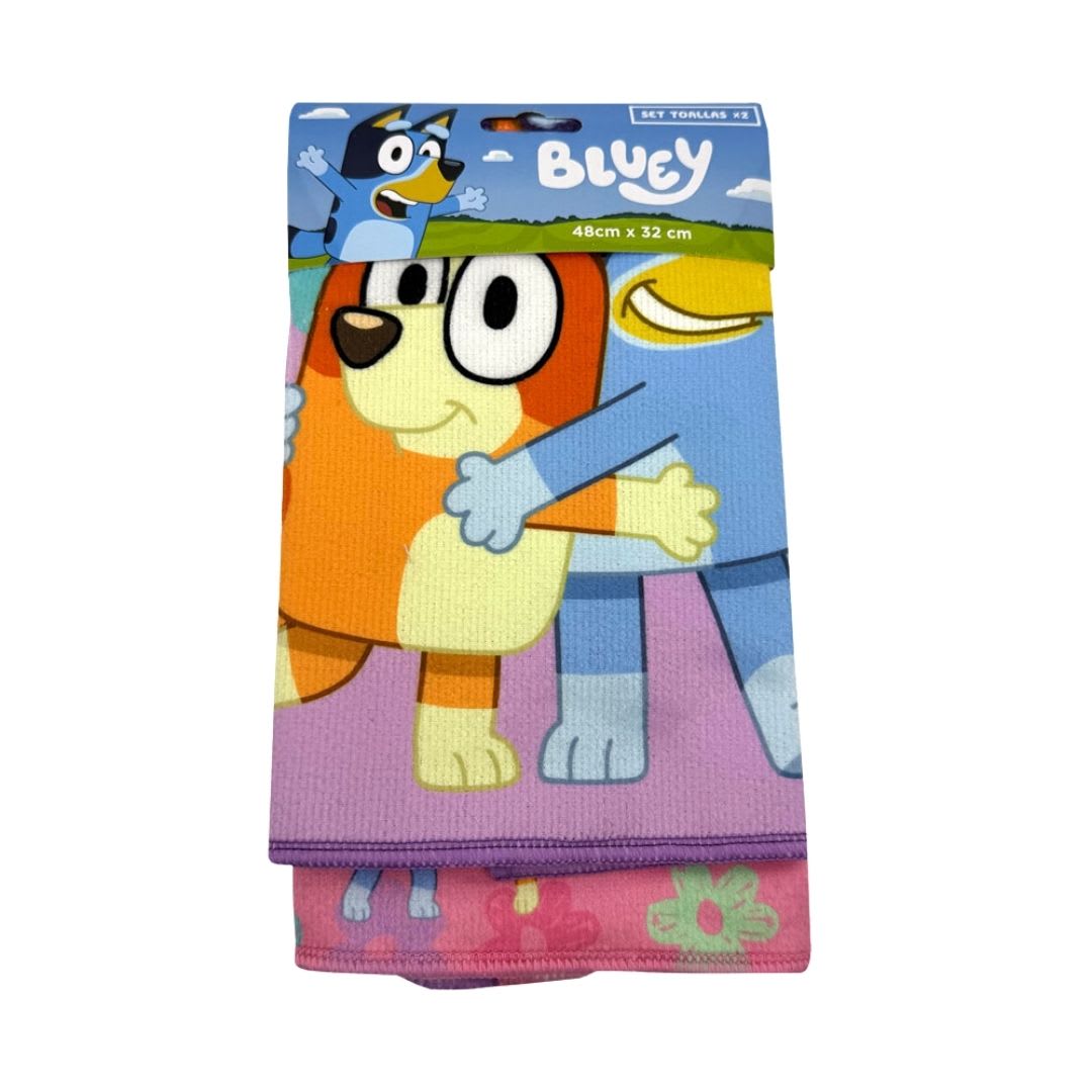 Set de Toallas Escolar x2 Bluey Rosado 28x36cm3