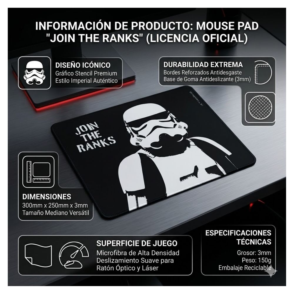 Mouse Pad Desk Star Wars Stormtrooper Neopreno Antideslizante 24x20 CM2