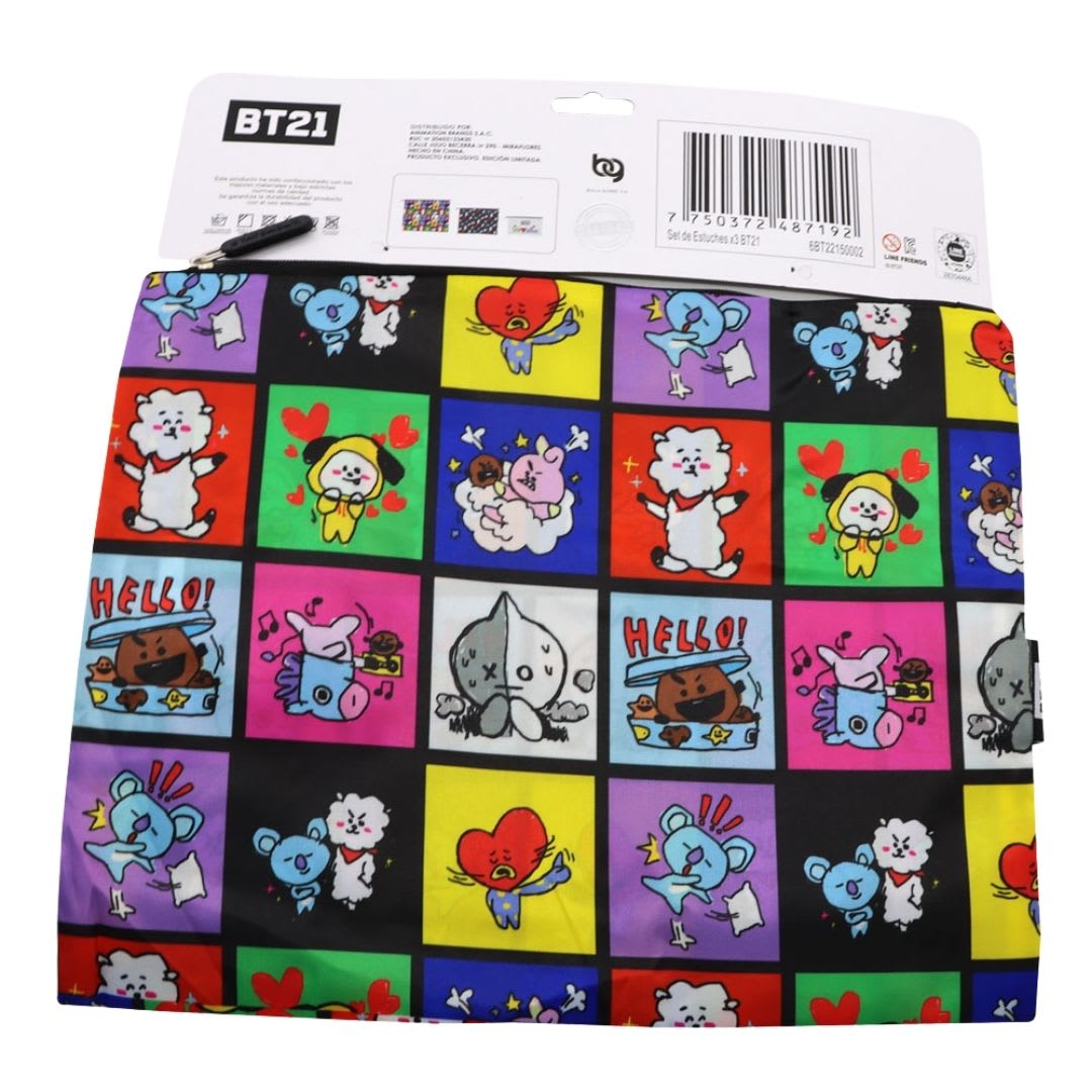 Set de Estuches x3 BT21 BTS Kpop Kawai Azul3